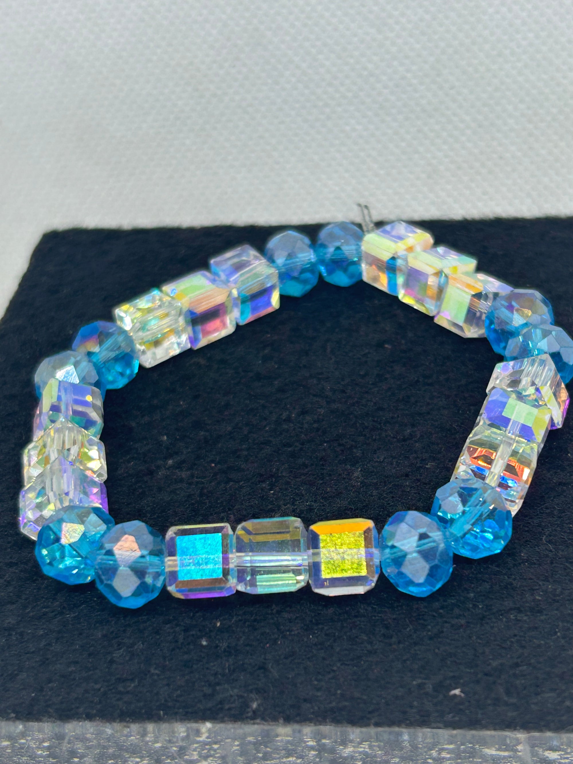 Glass and Blue Beaded Bracelet