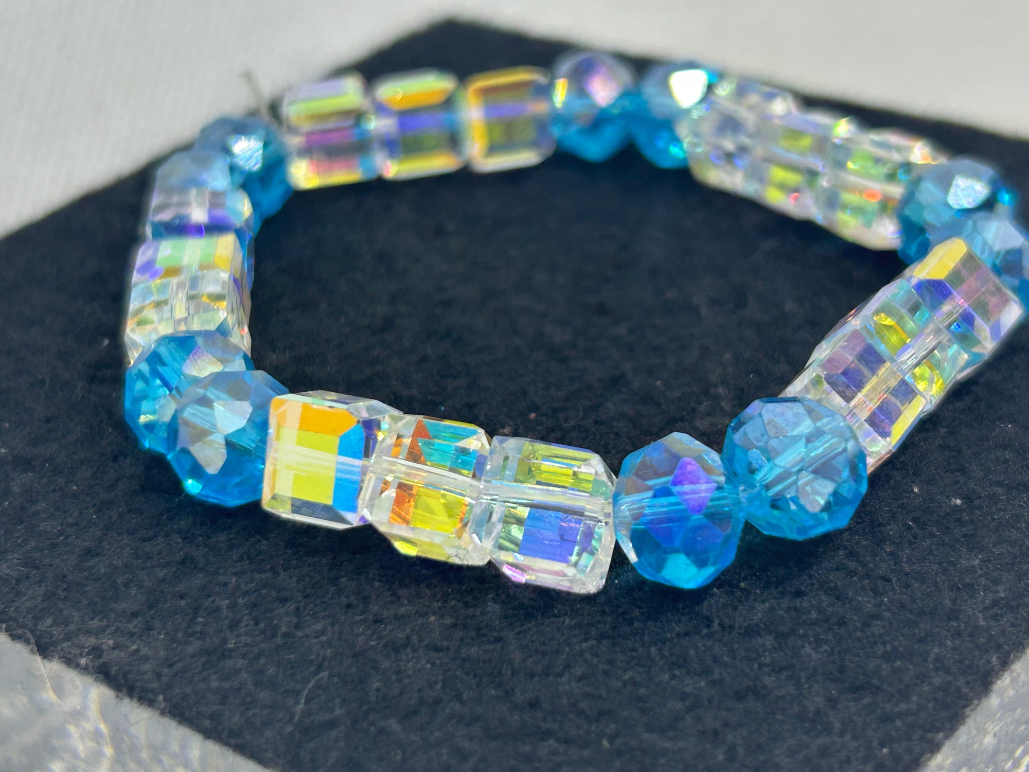 Glass and Blue Beaded Bracelet