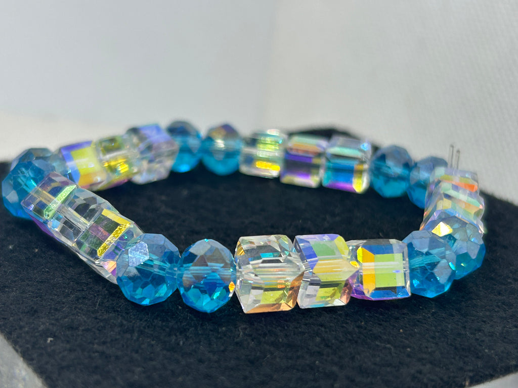 Glass and Blue Beaded Bracelet