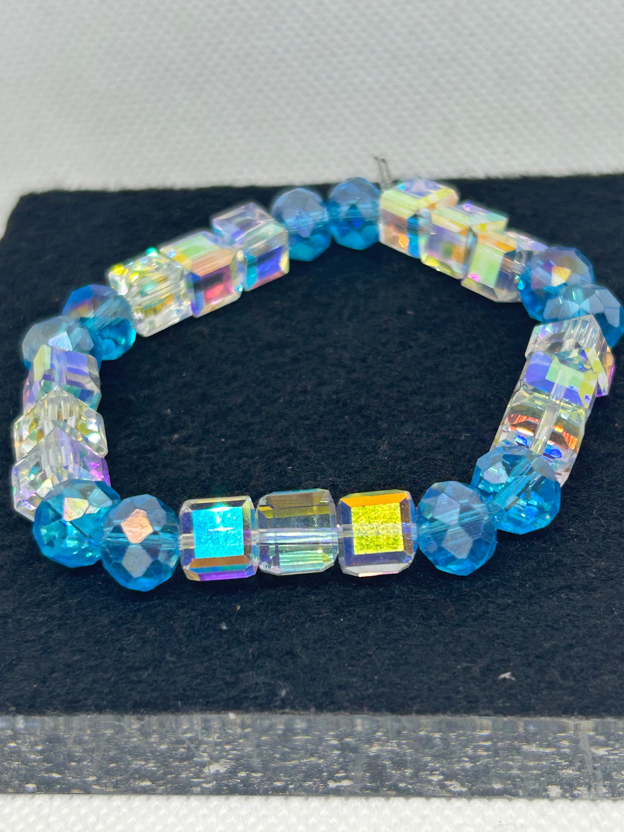 Glass and Blue Beaded Bracelet