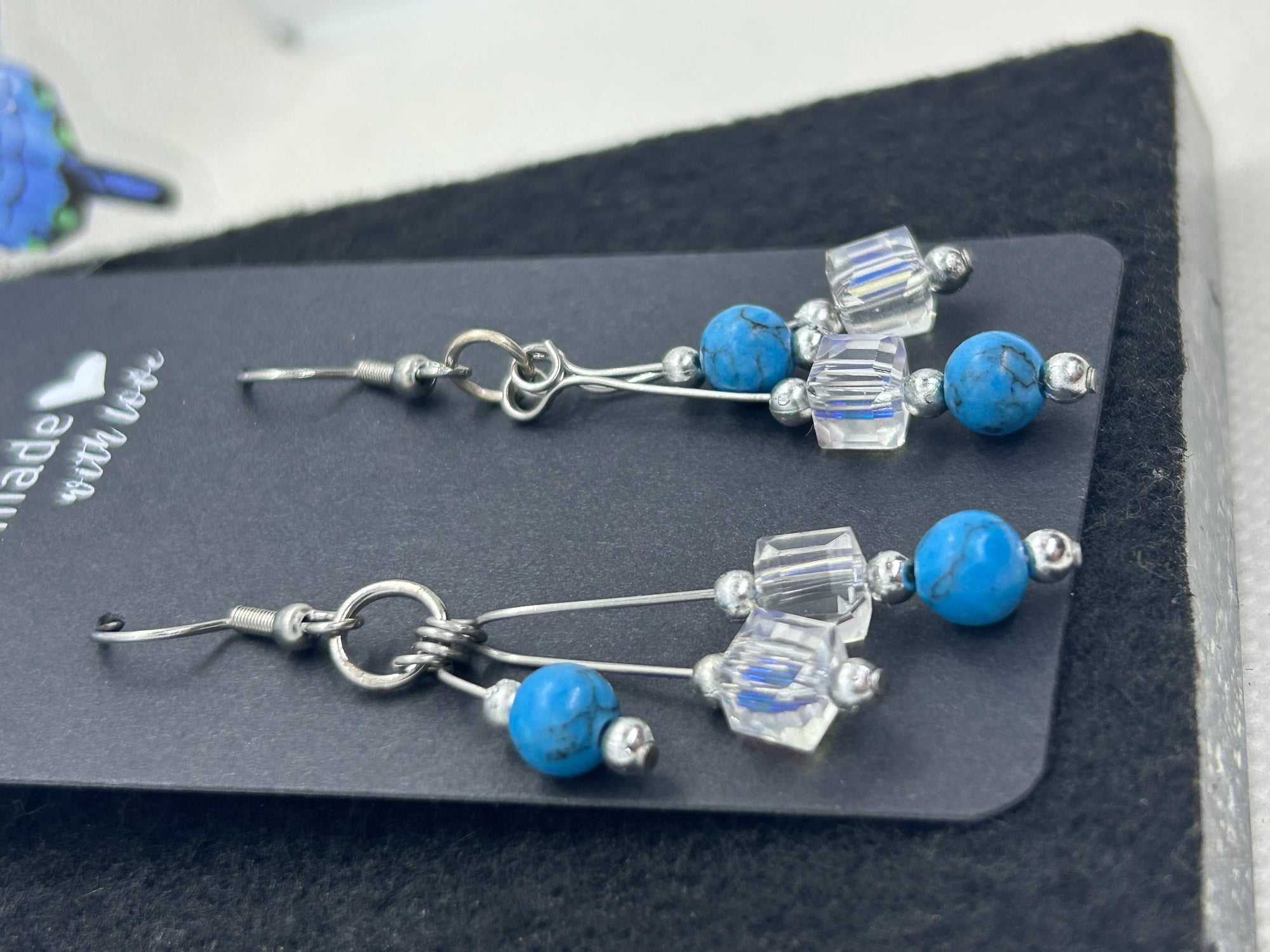 Glass and Blue Beaded Earrings