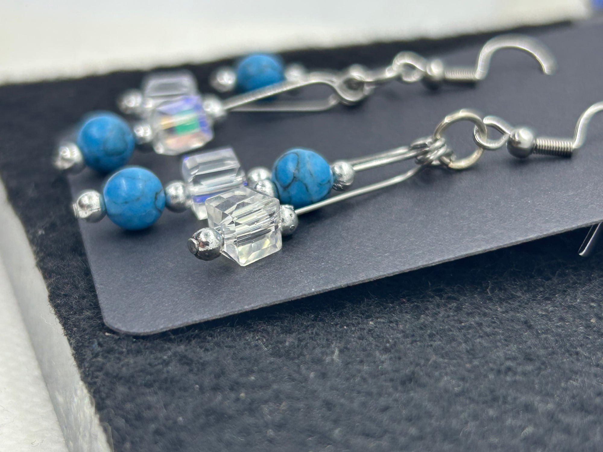Glass and Blue Beaded Earrings