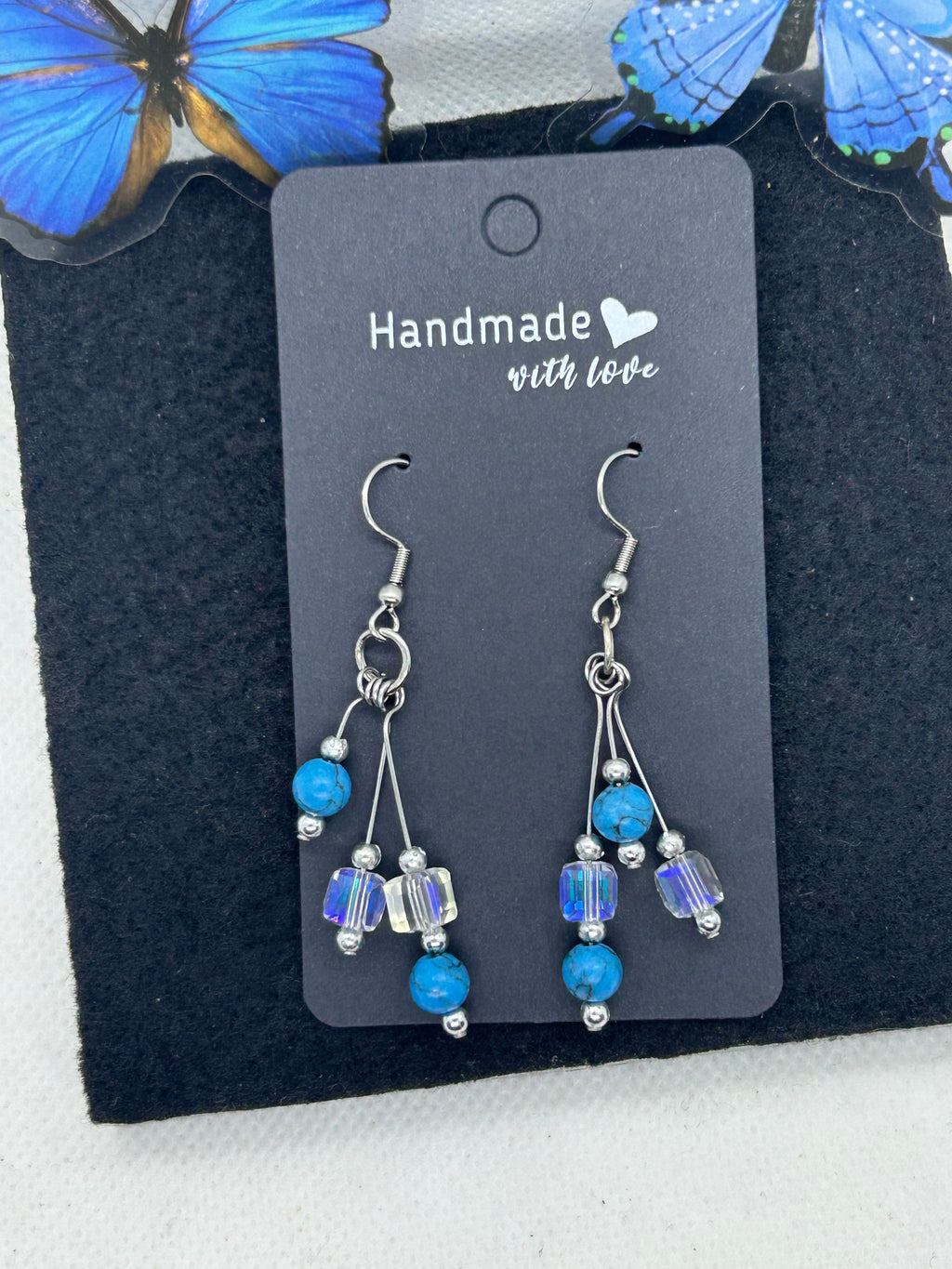 Glass and Blue Beaded Earrings