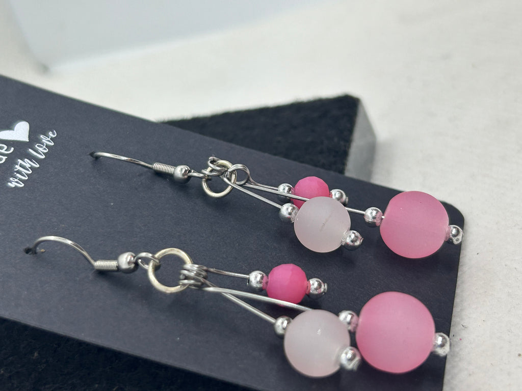 Pink Beaded Earrings