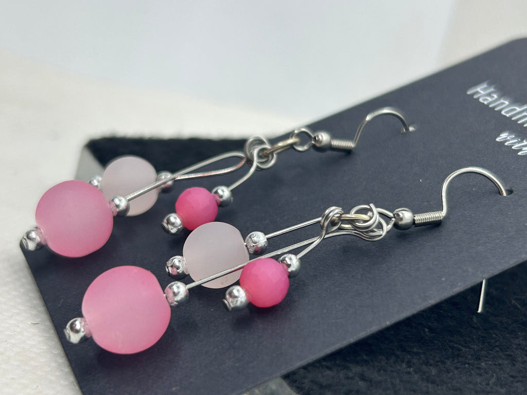Pink Beaded Earrings