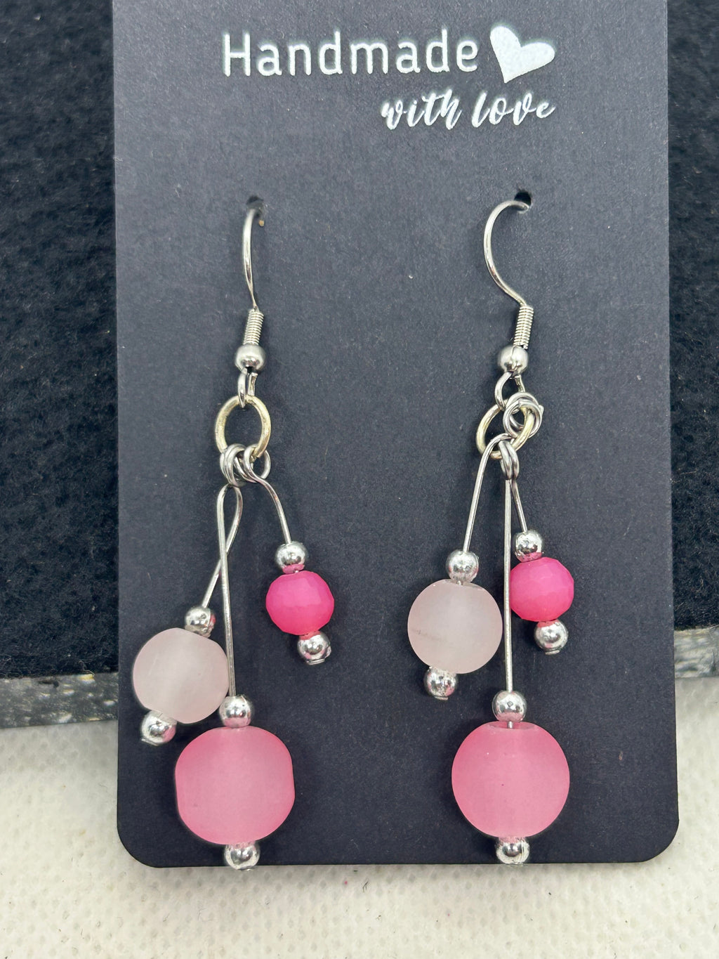 Pink Beaded Earrings