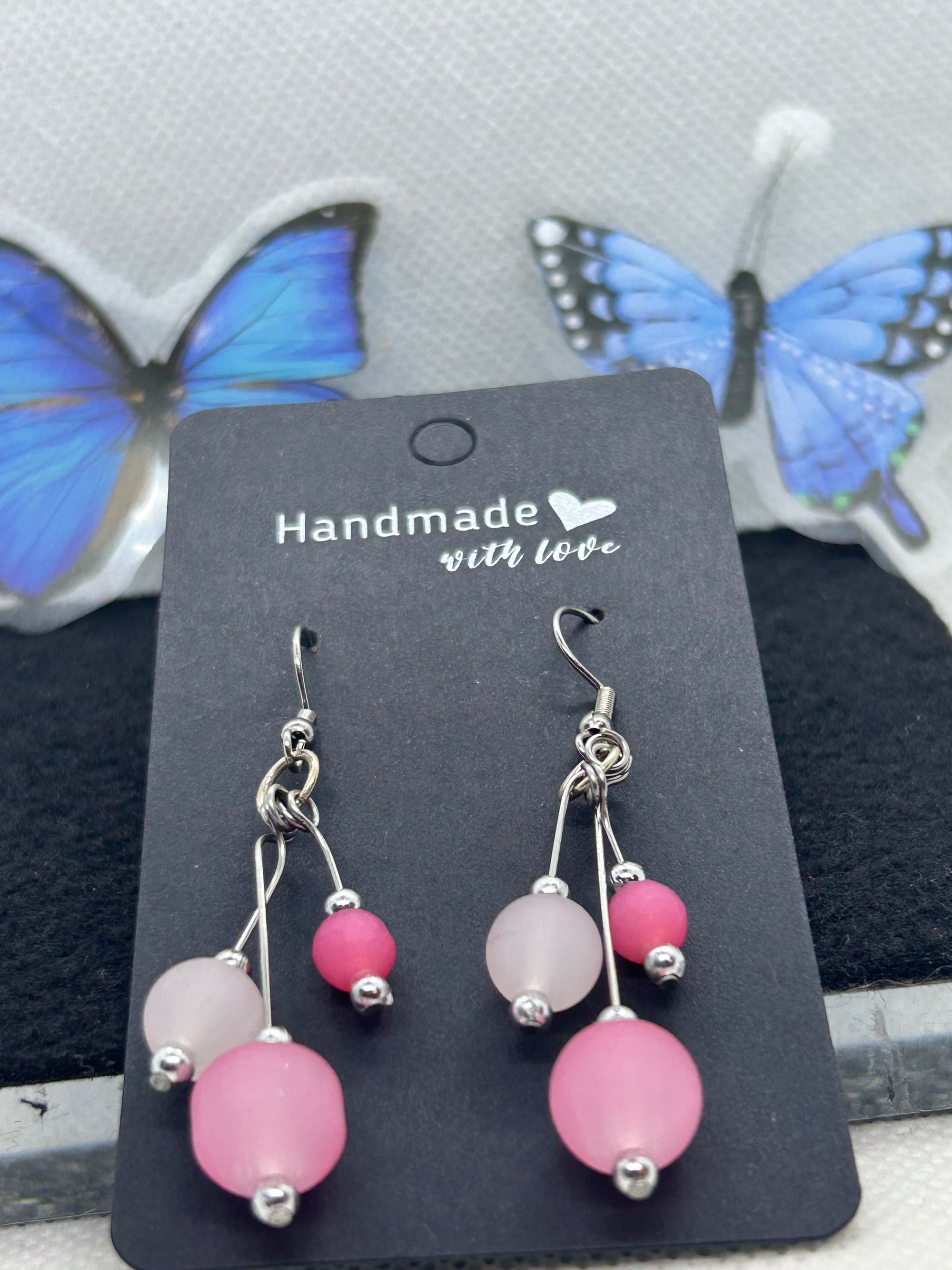 Pink Beaded Earrings