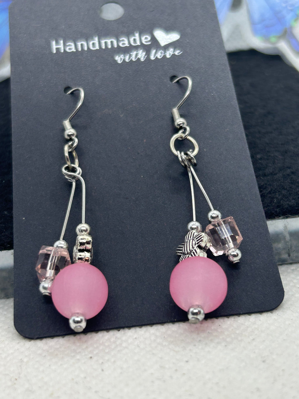 Pink Glass Beaded Earrings
