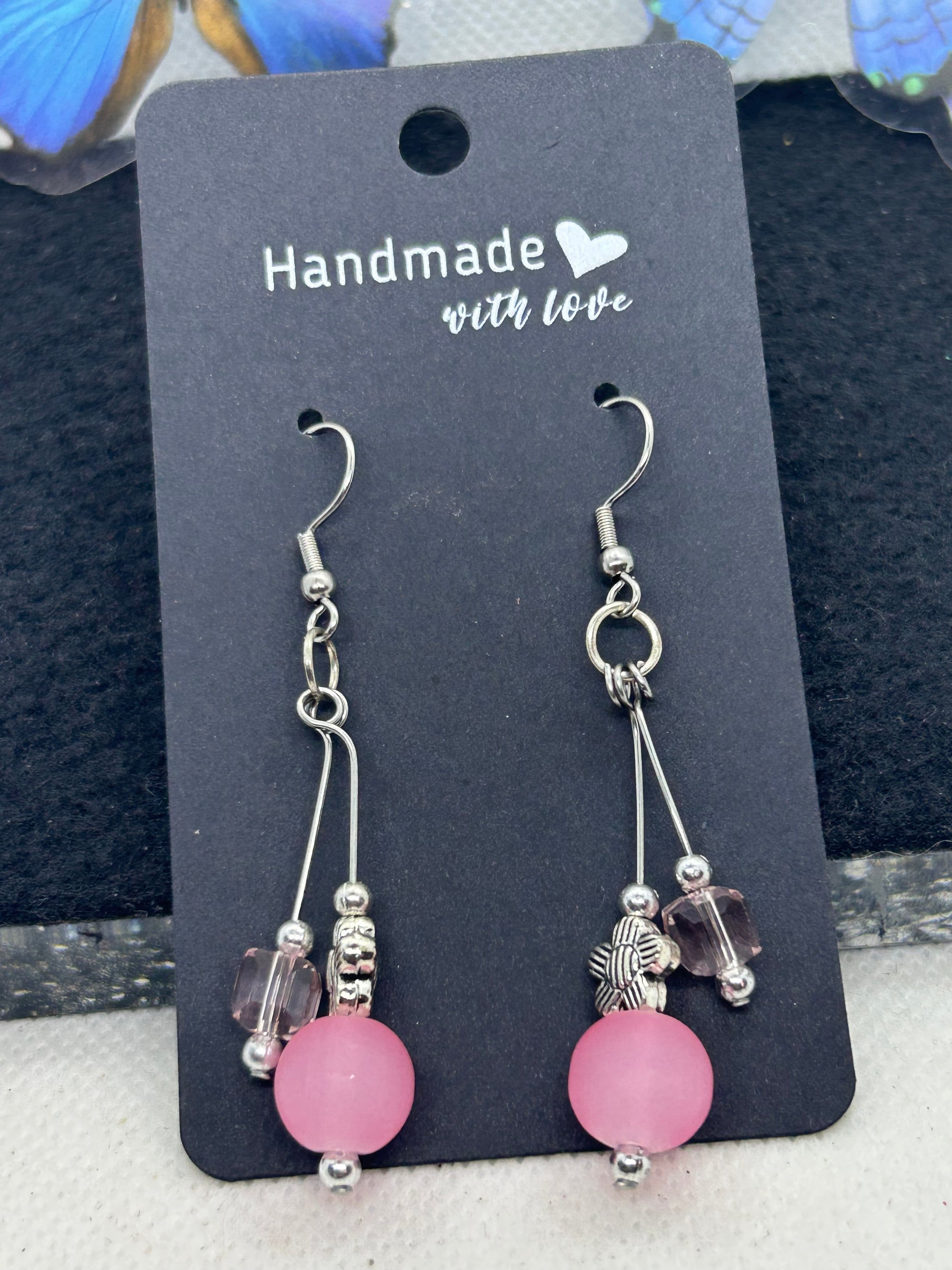 Pink Glass Beaded Earrings