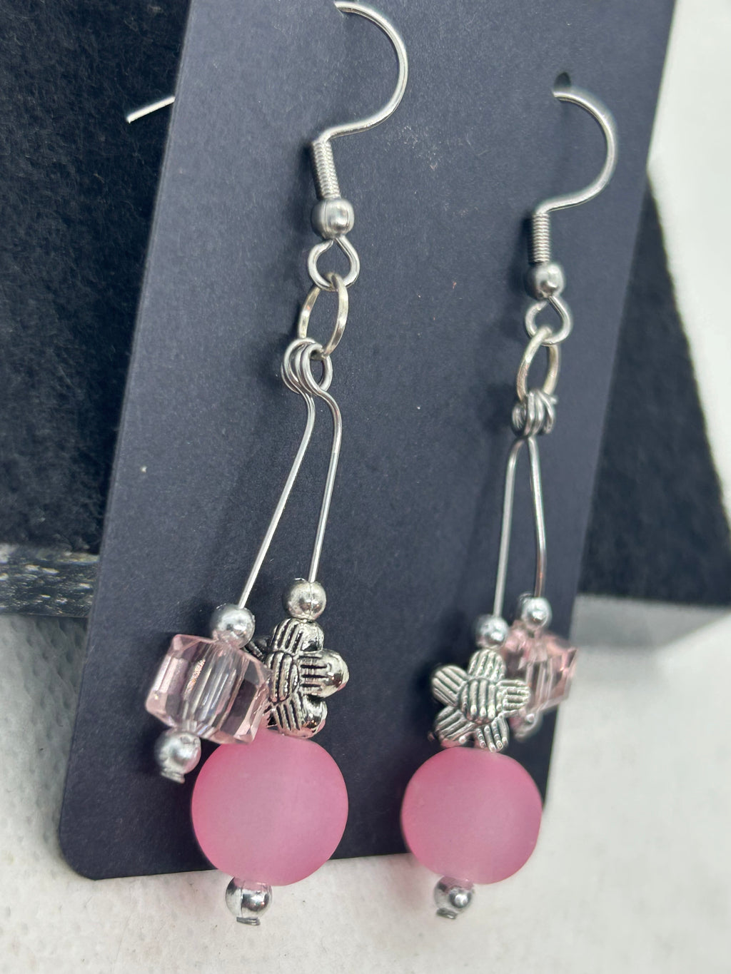 Pink Glass Beaded Earrings