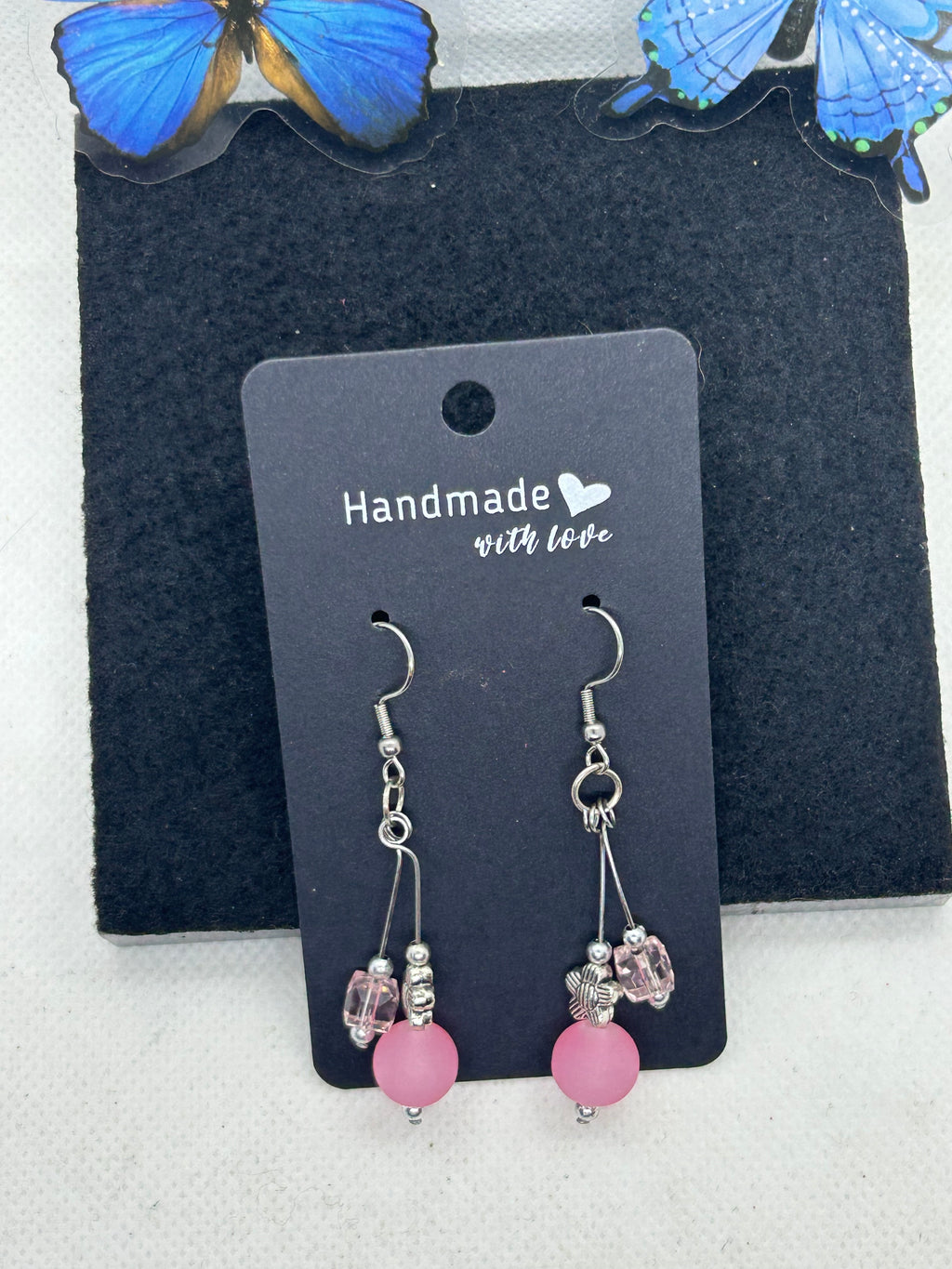 Pink Glass Beaded Earrings