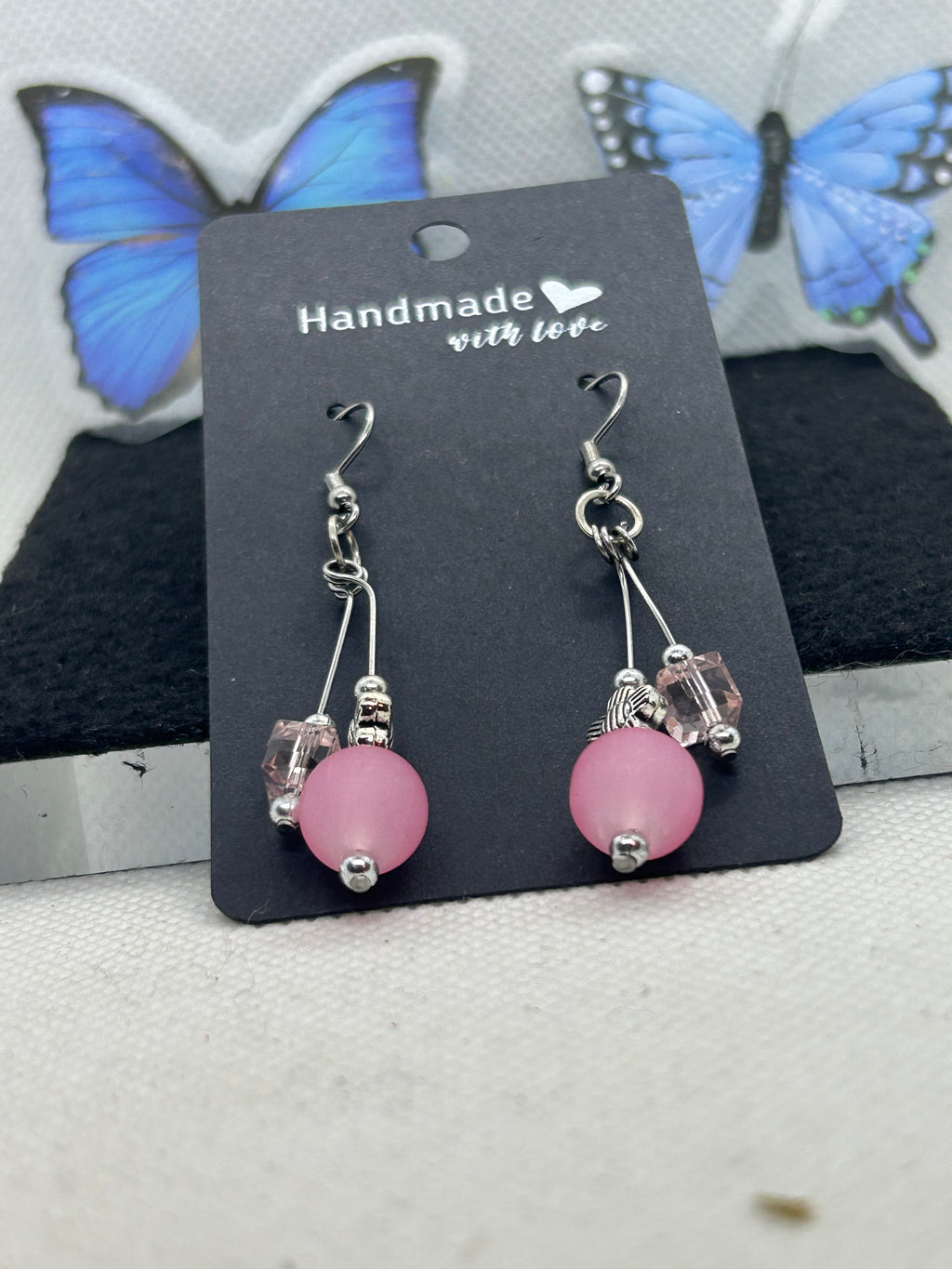 Pink Glass Beaded Earrings