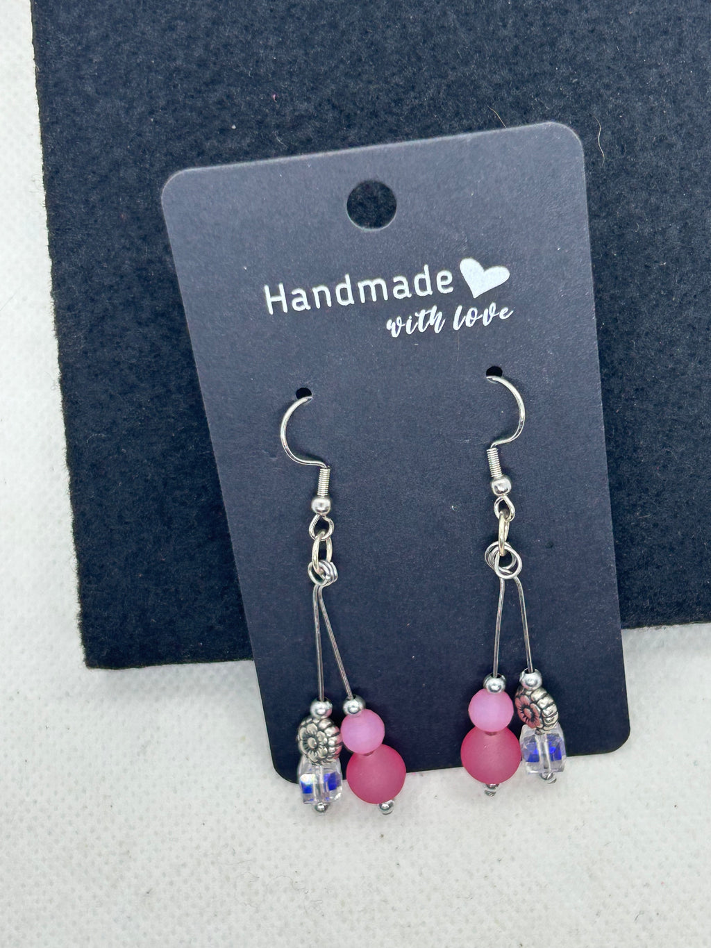 Pink and Glass Beaded Earrings