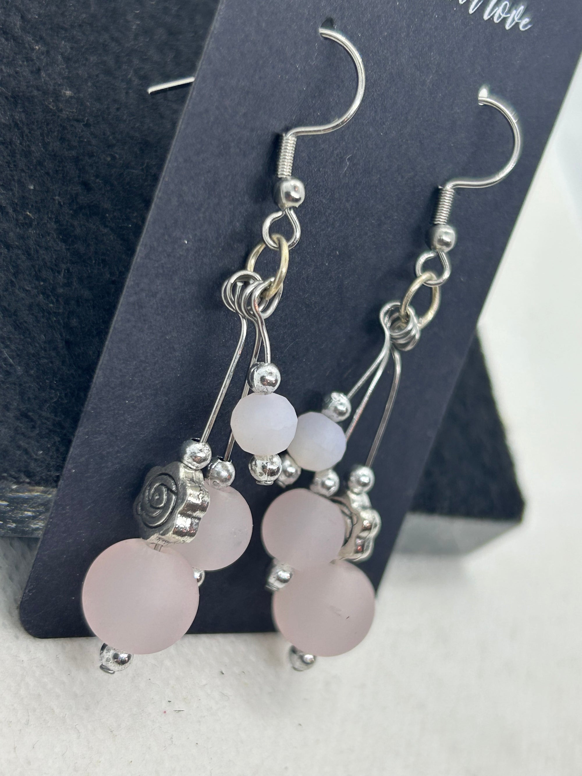 Pink Beaded Earrings