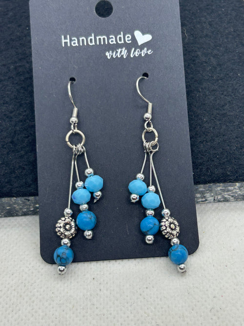 3 Tiered blue earring
