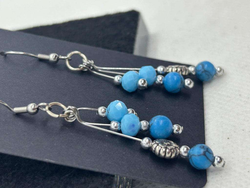 3 Tiered blue earring