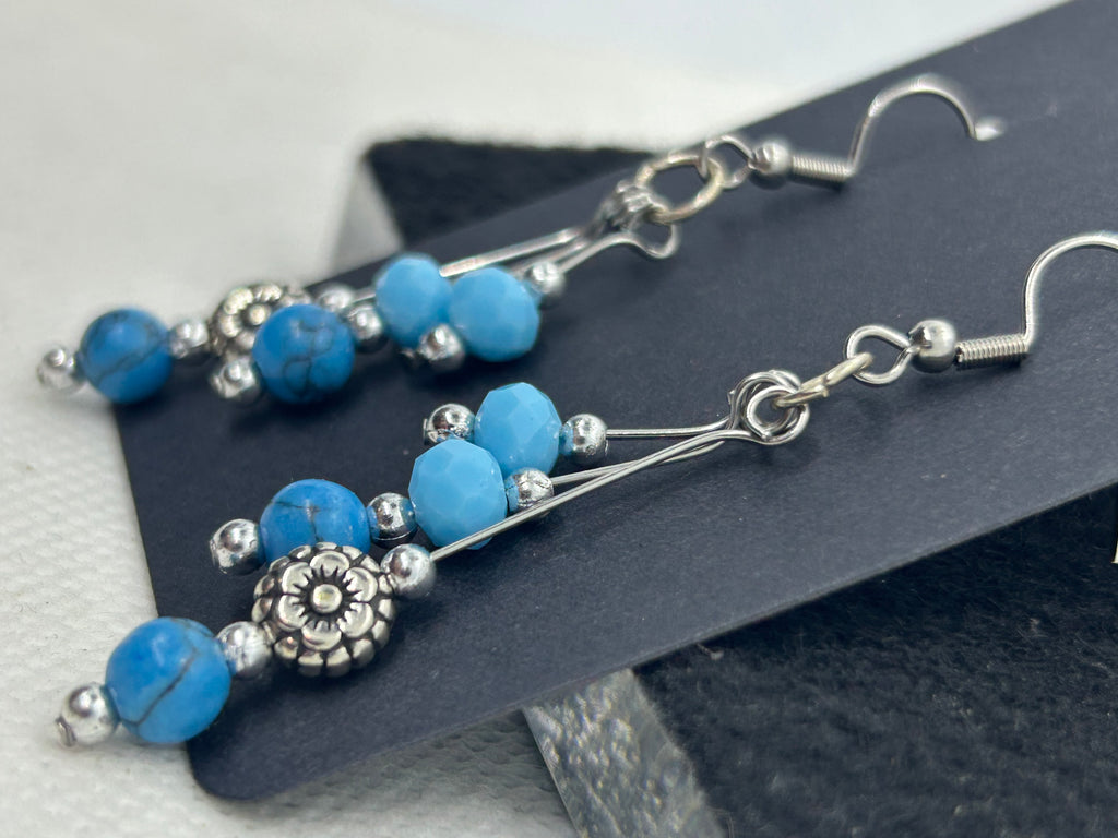 3 Tiered blue earring