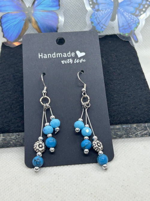3 Tiered blue earring