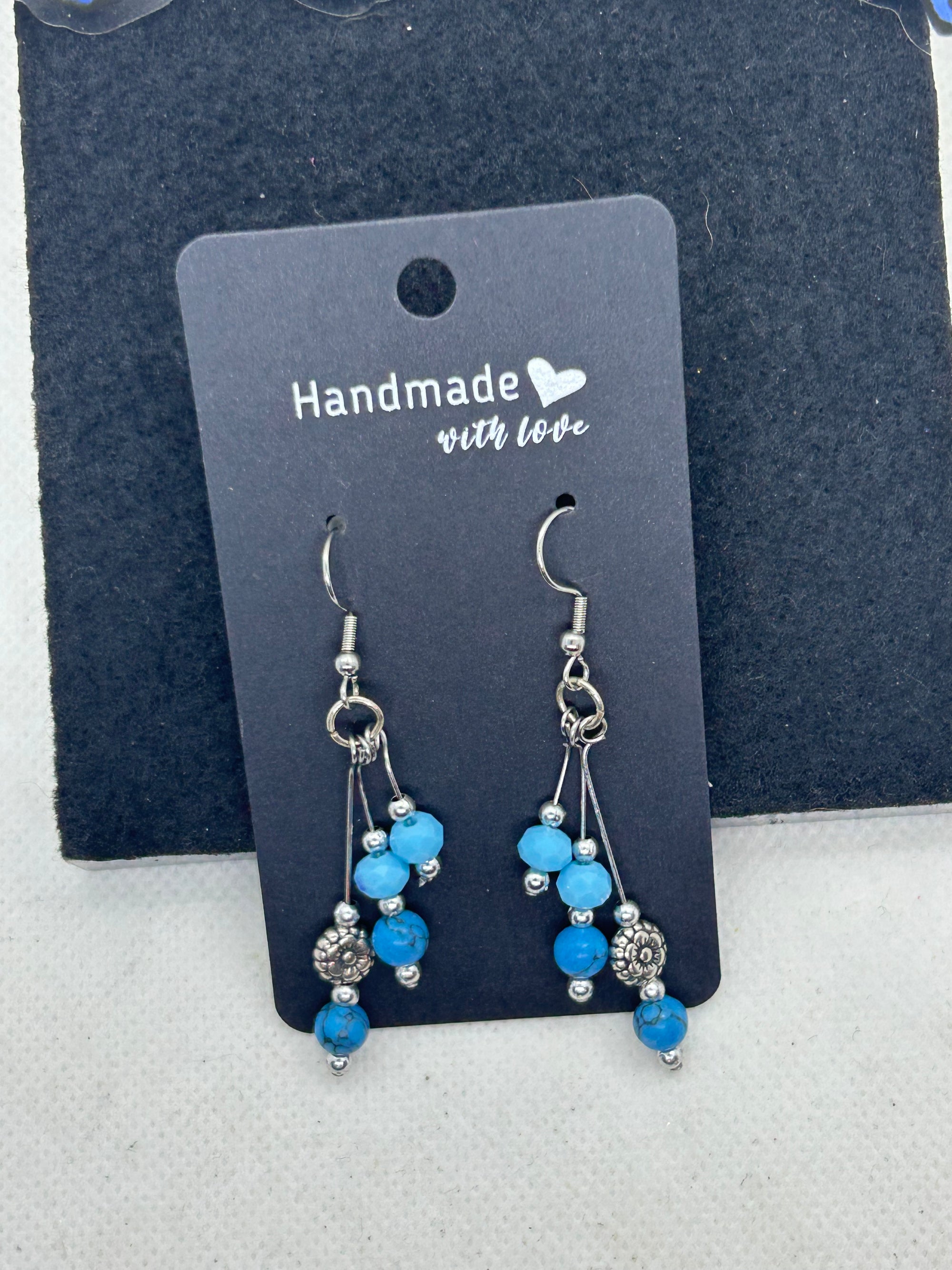 3 Tiered blue earring