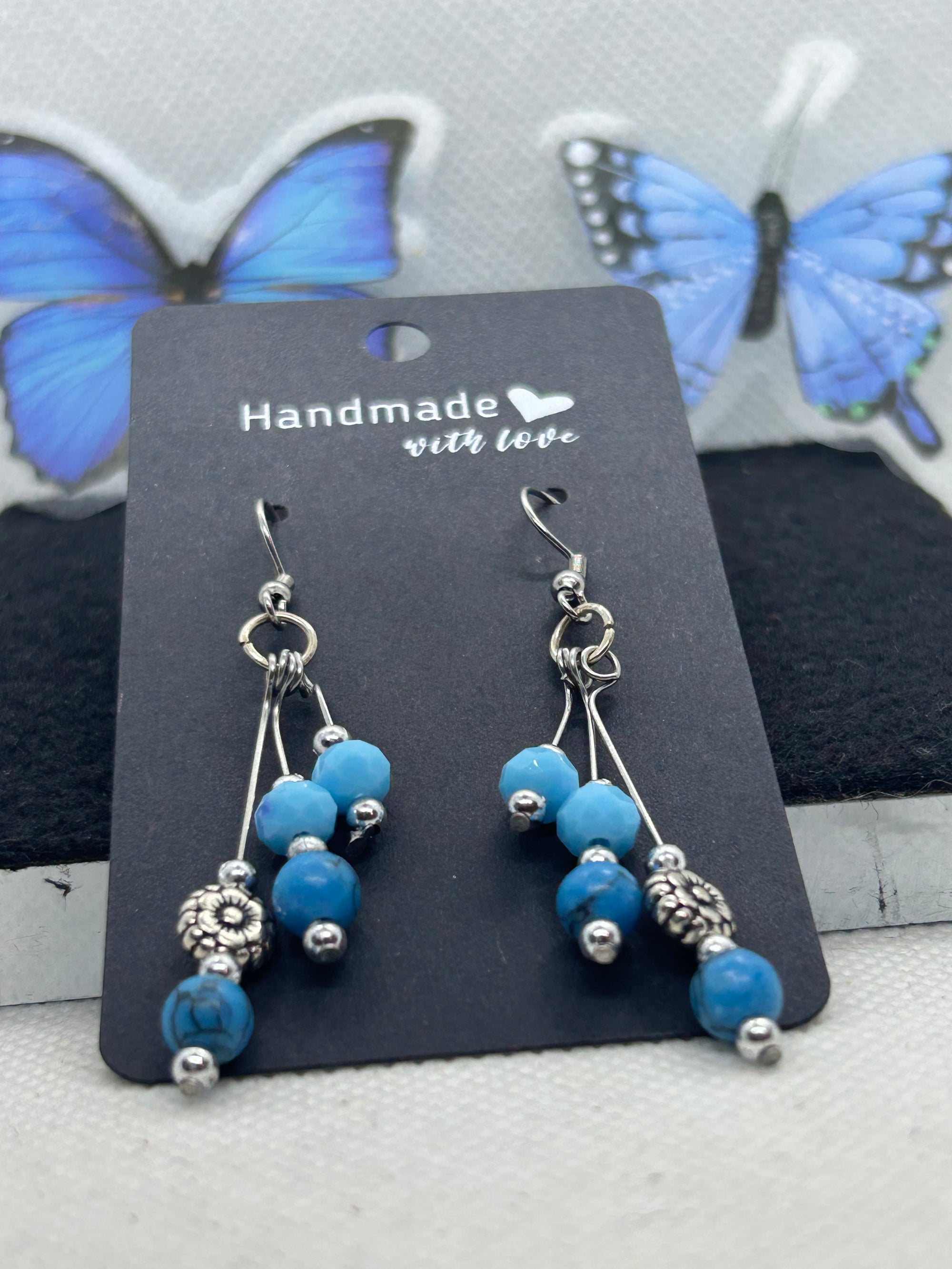 3 Tiered blue earring