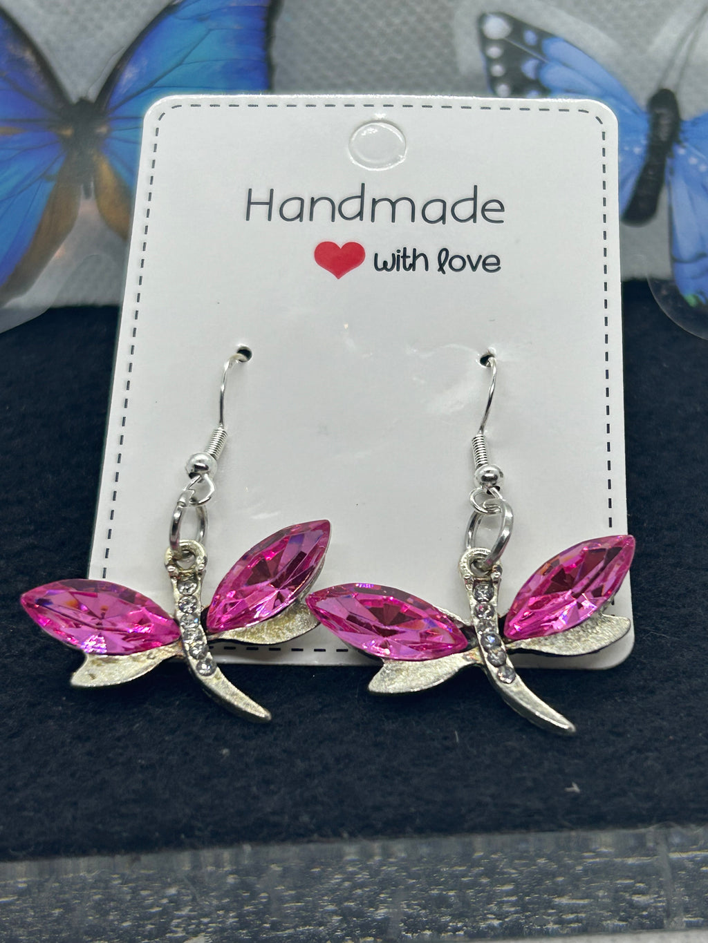 Pink Dragonfly Earrings
