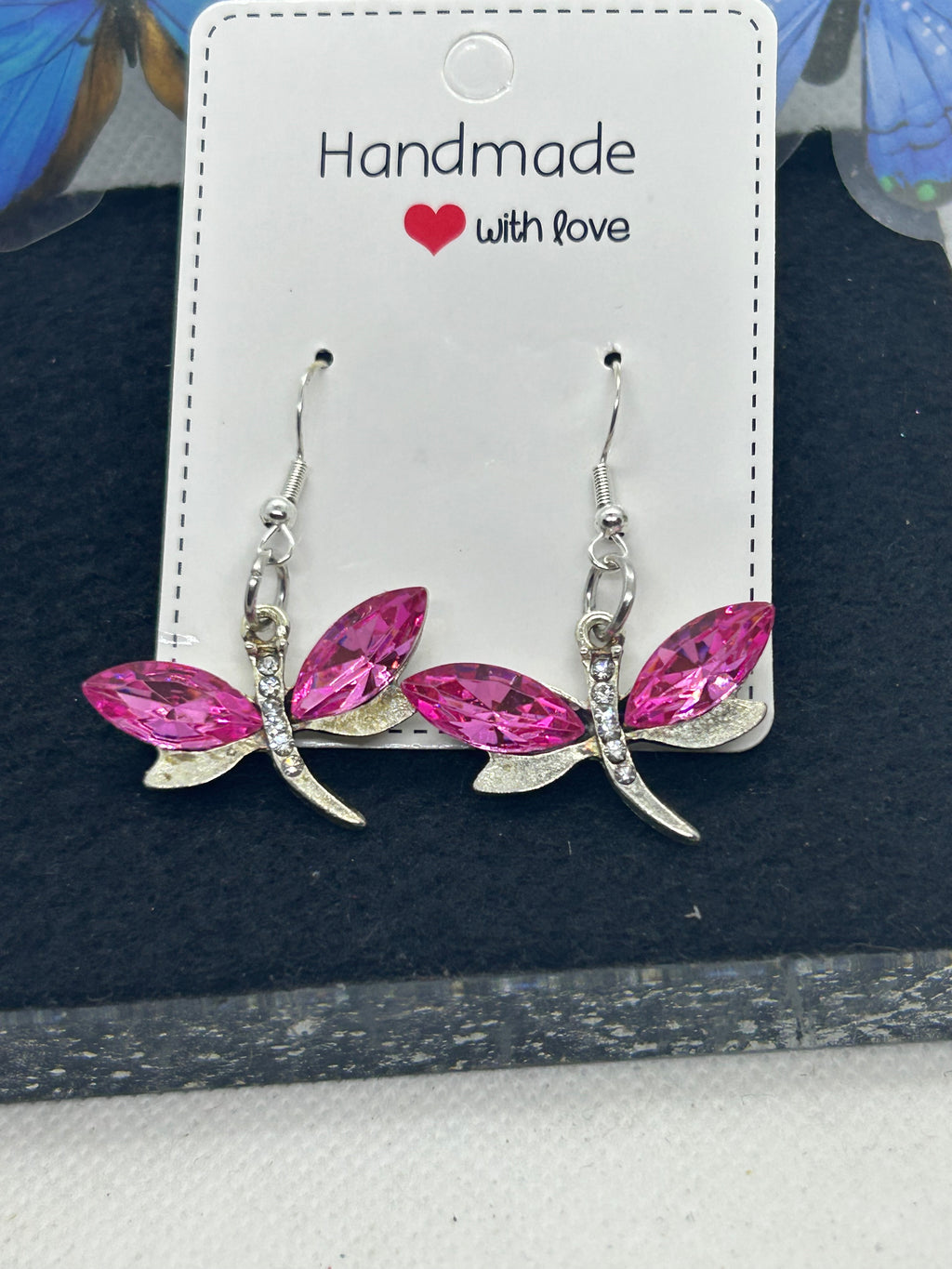 Pink Dragonfly Earrings