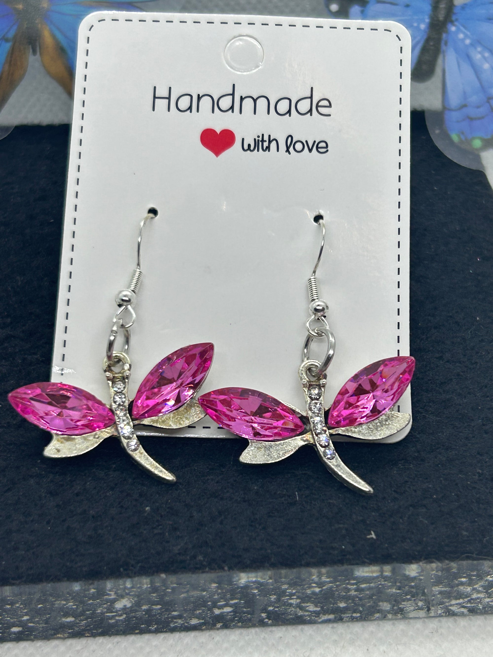 Pink Dragonfly Earrings