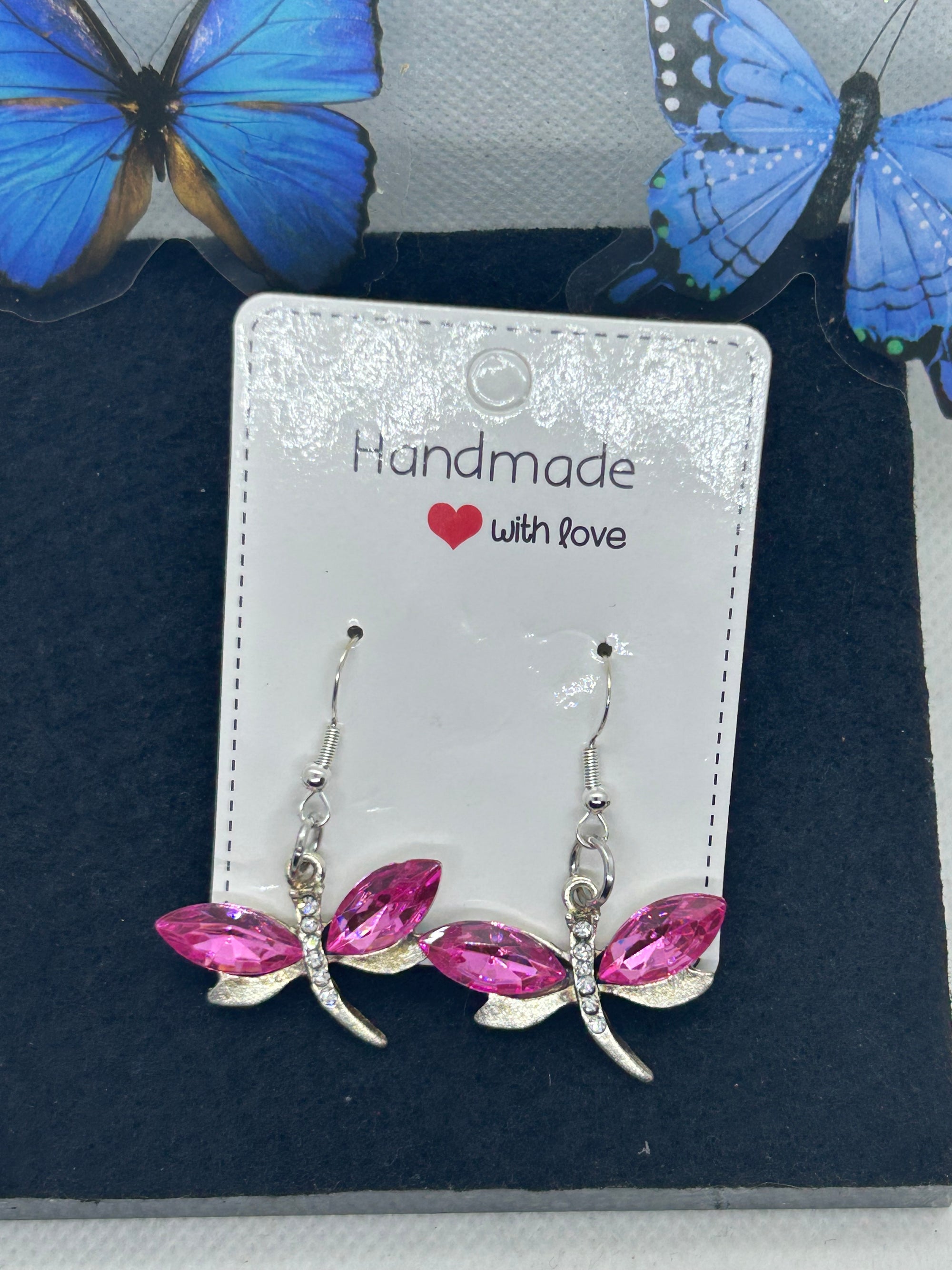 Pink Dragonfly Earrings