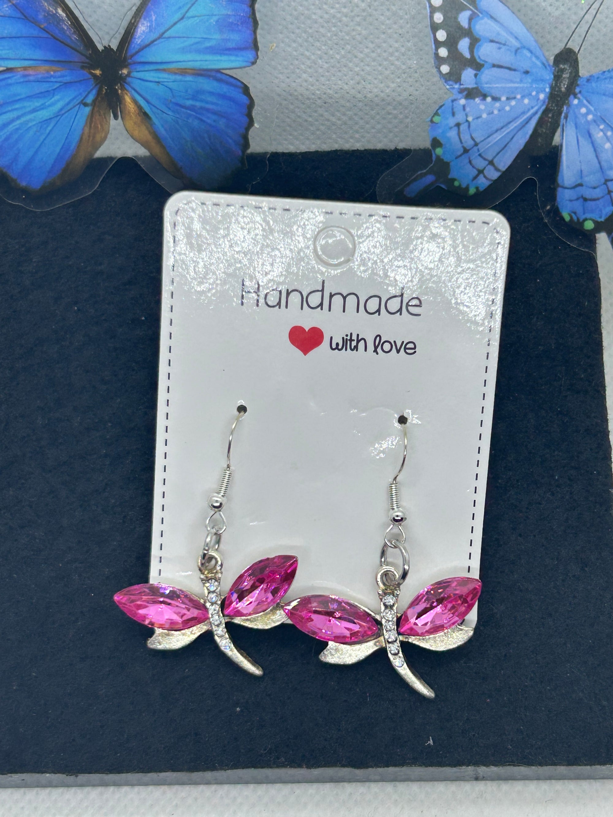 Pink Dragonfly Earrings