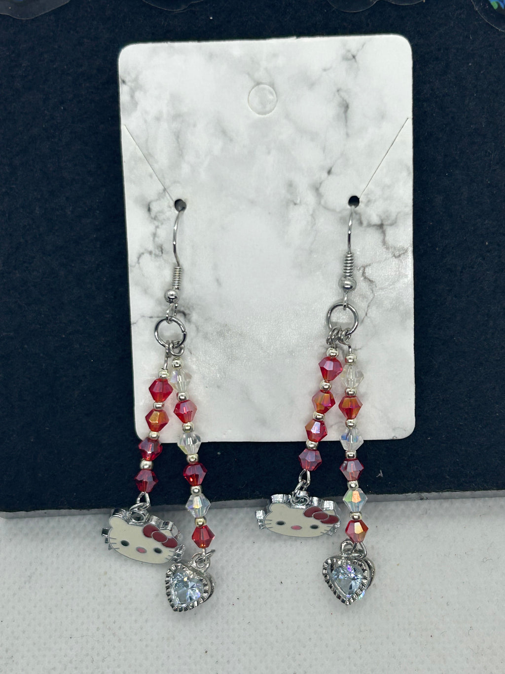 Red Kitty Earrings