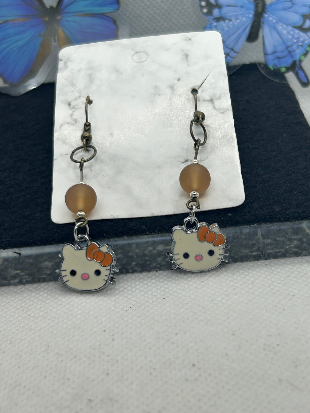 Orange Kitty Earrings