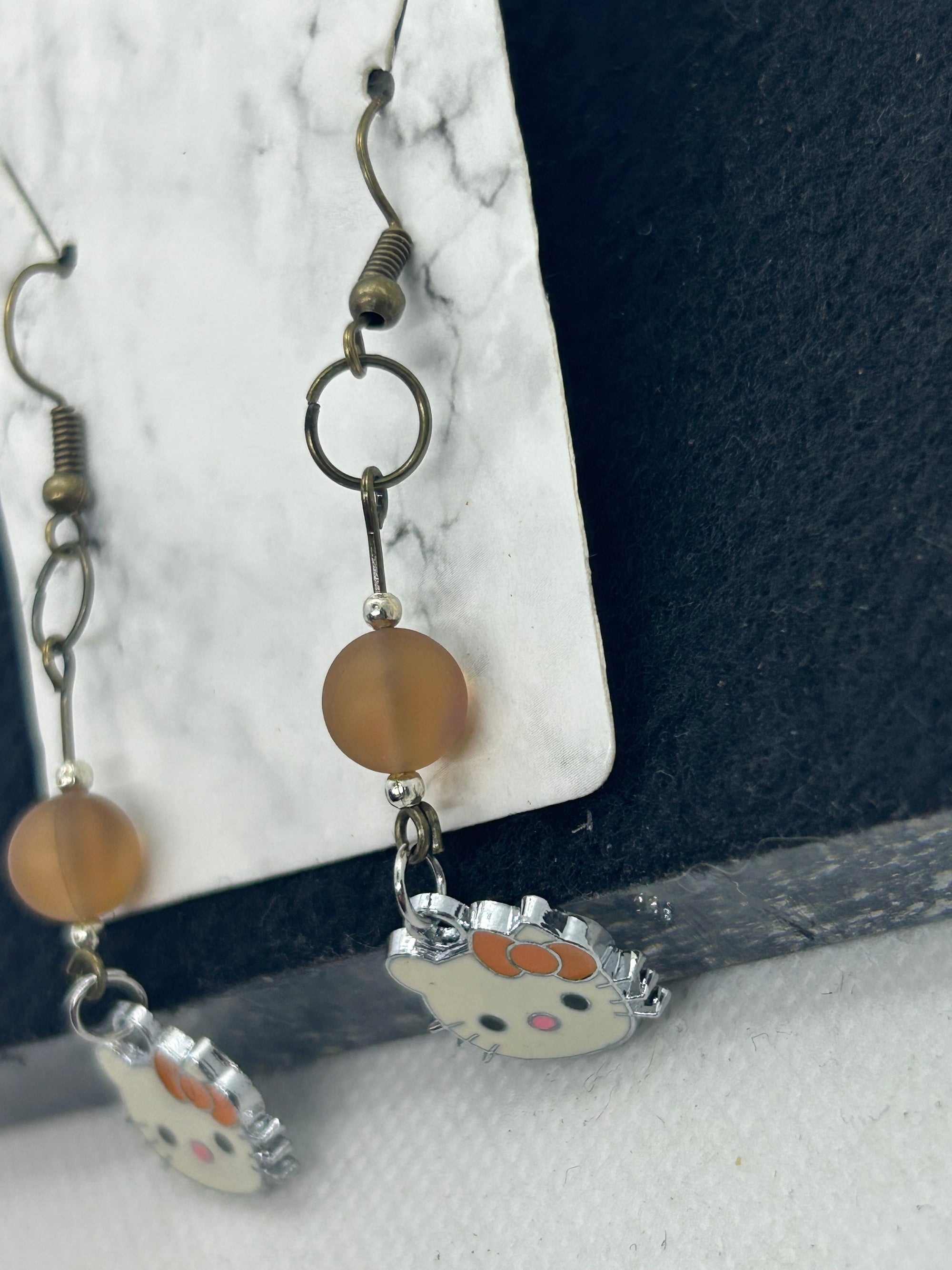 Orange Kitty Earrings