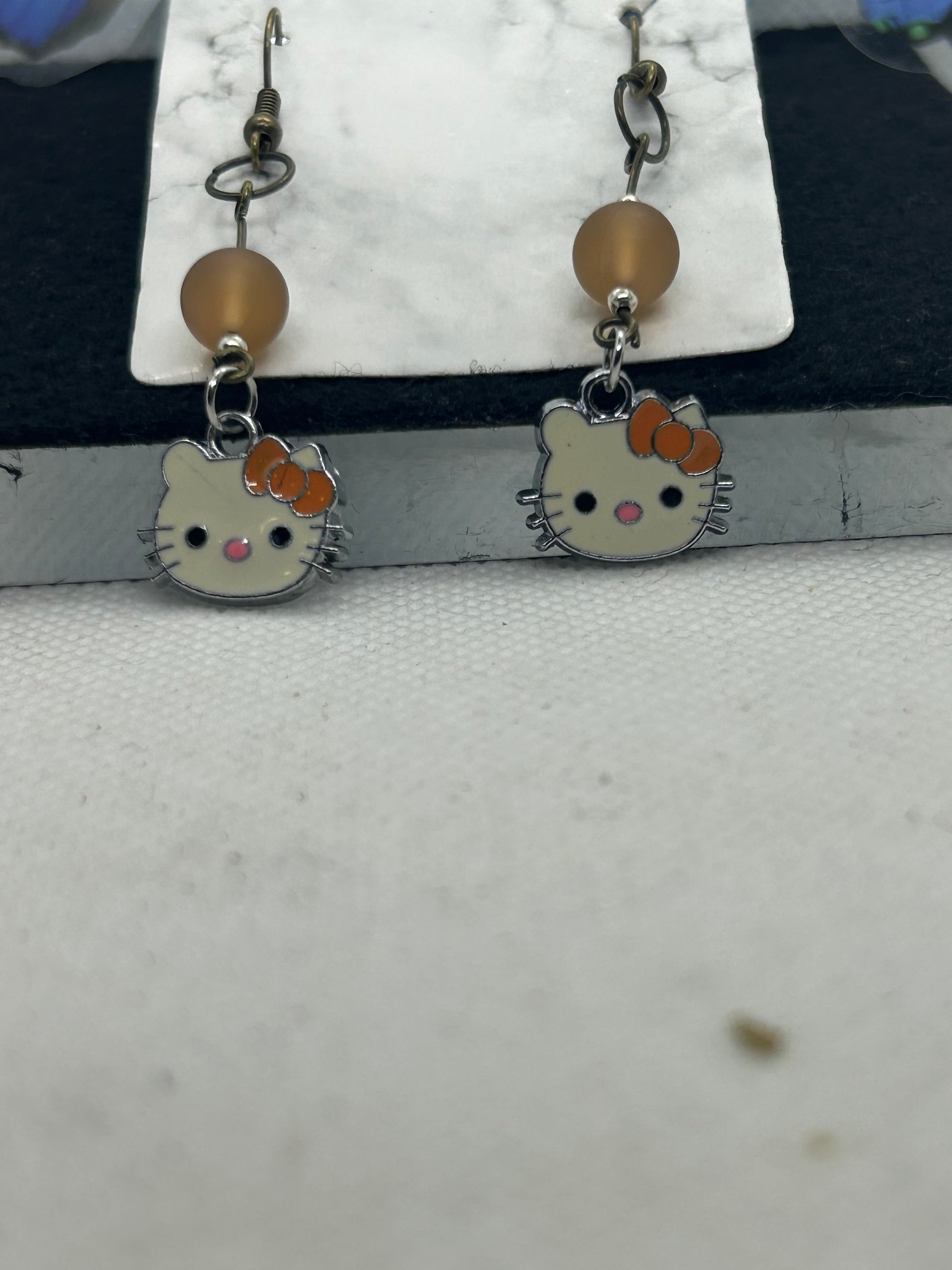 Orange Kitty Earrings