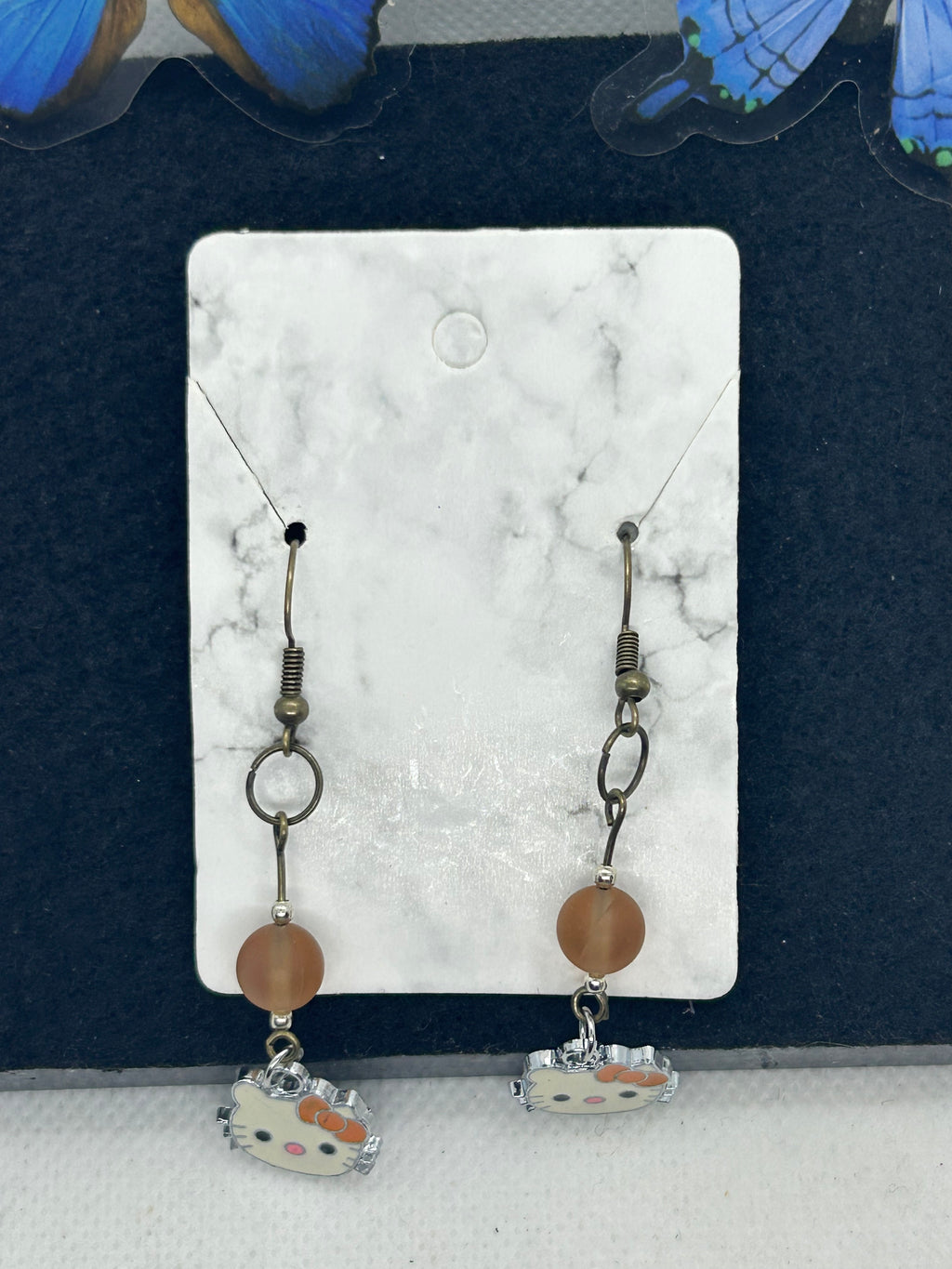 Orange Kitty Earrings