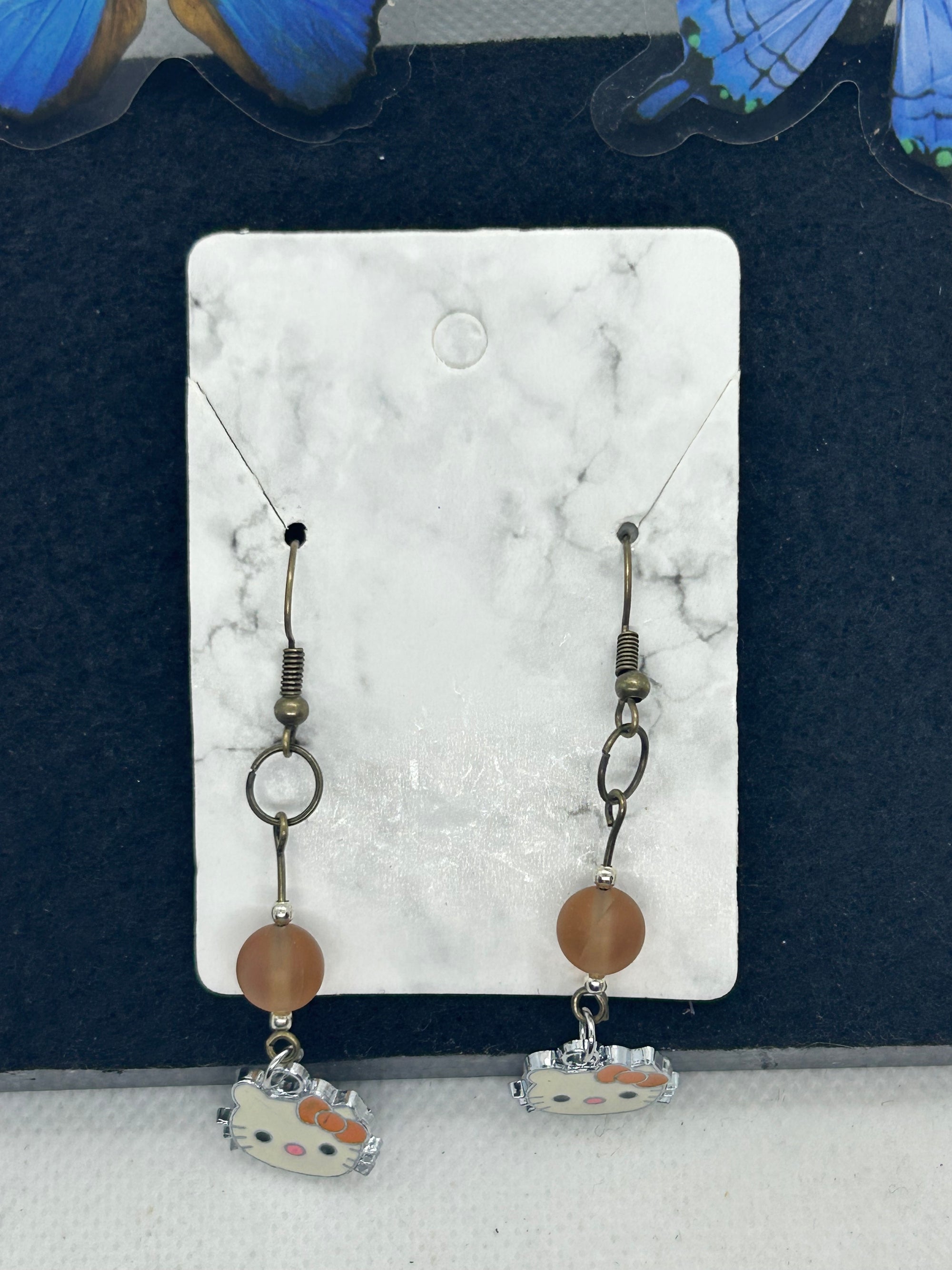 Orange Kitty Earrings