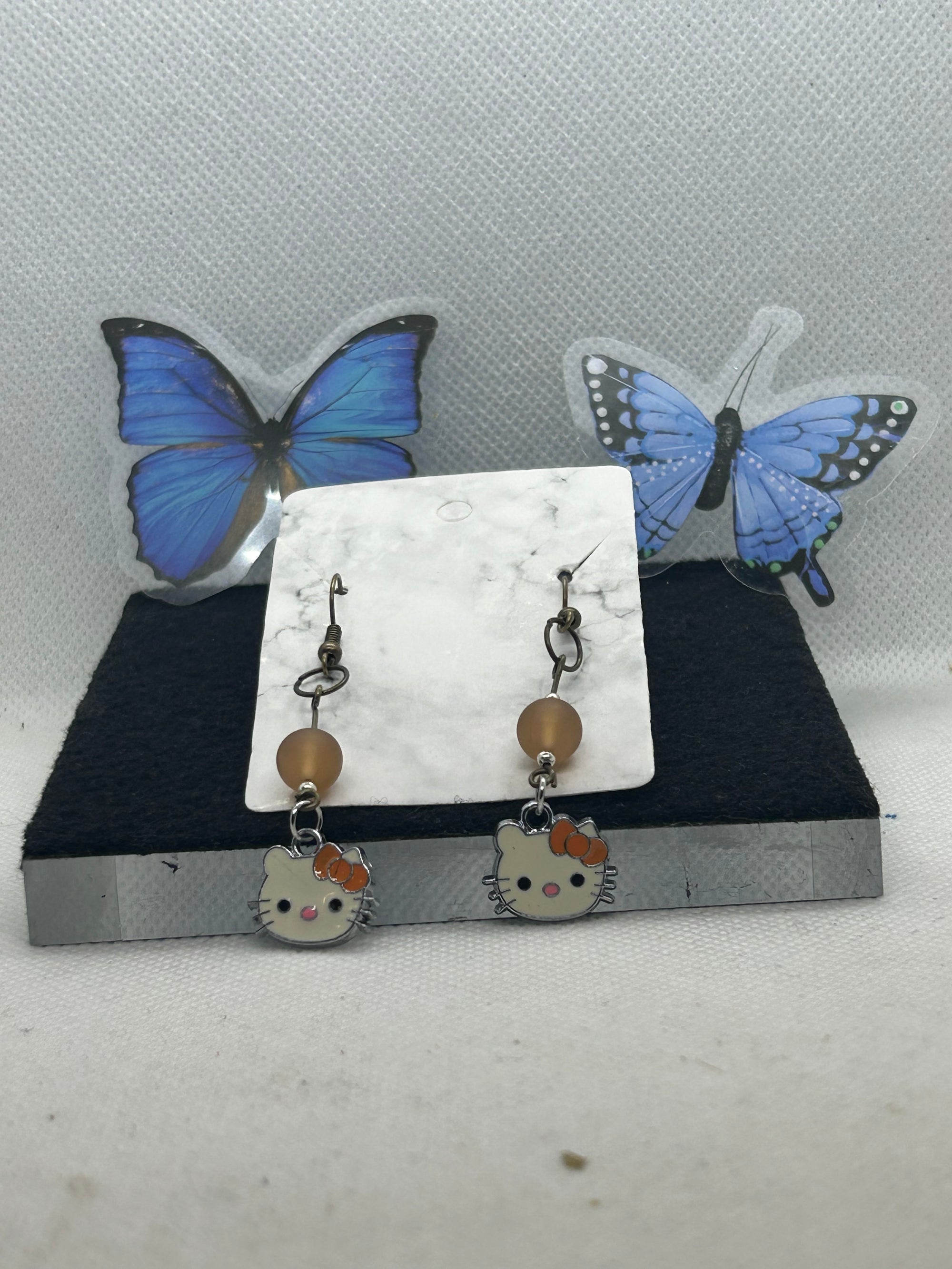 Orange Kitty Earrings