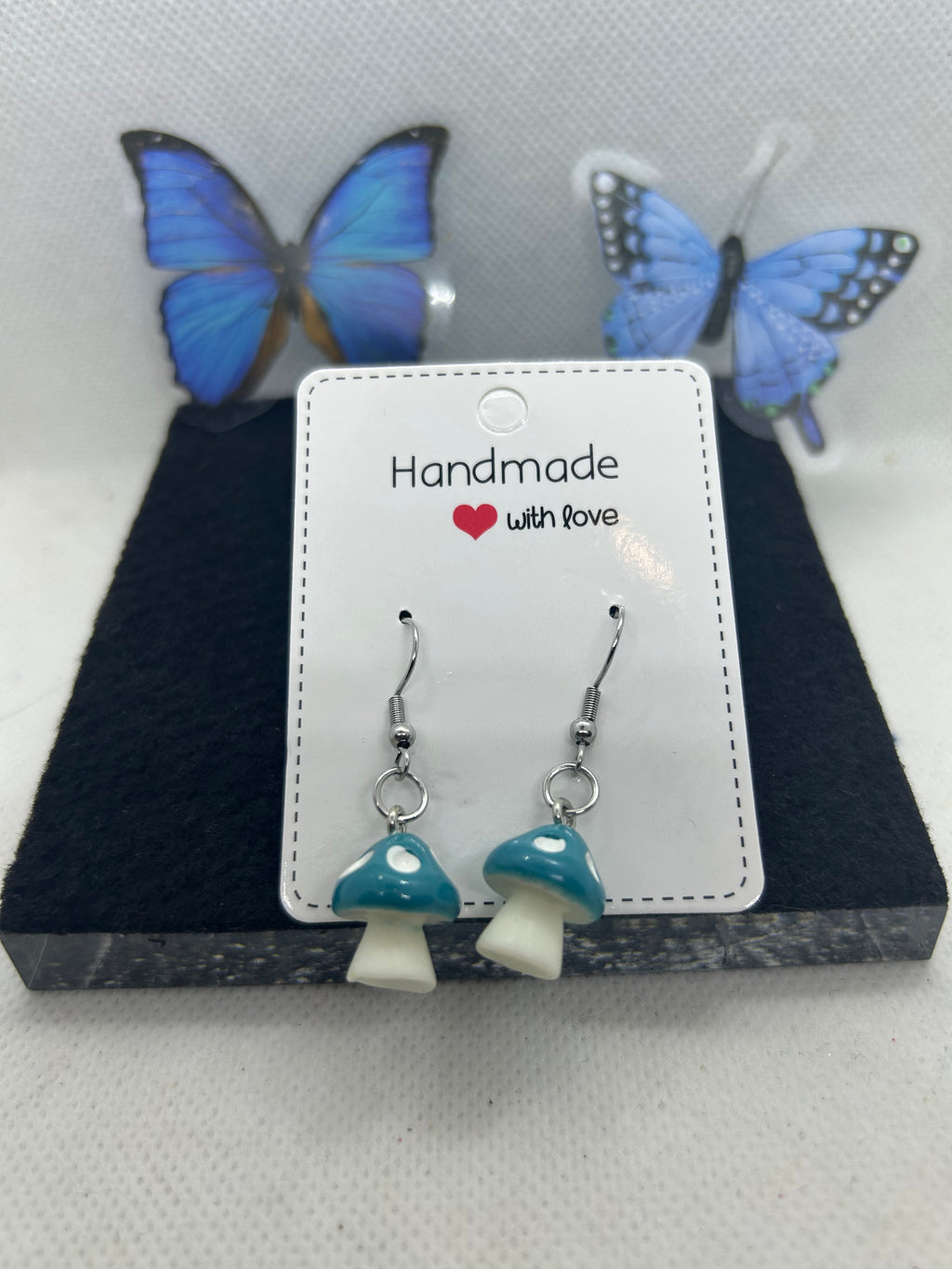 Teal Mushroom Earrings