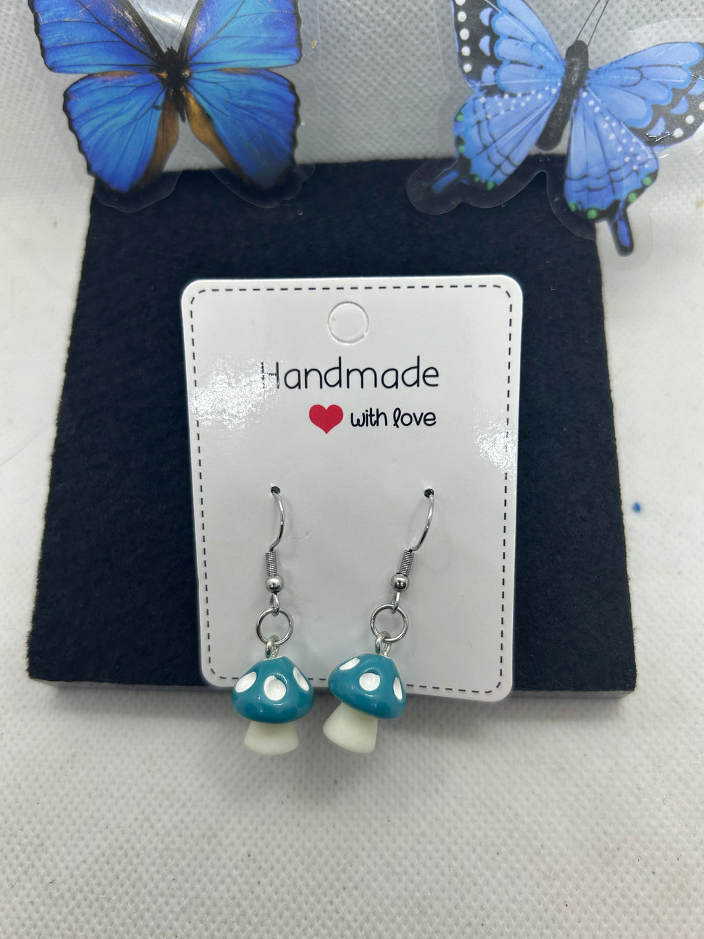 Teal Mushroom Earrings