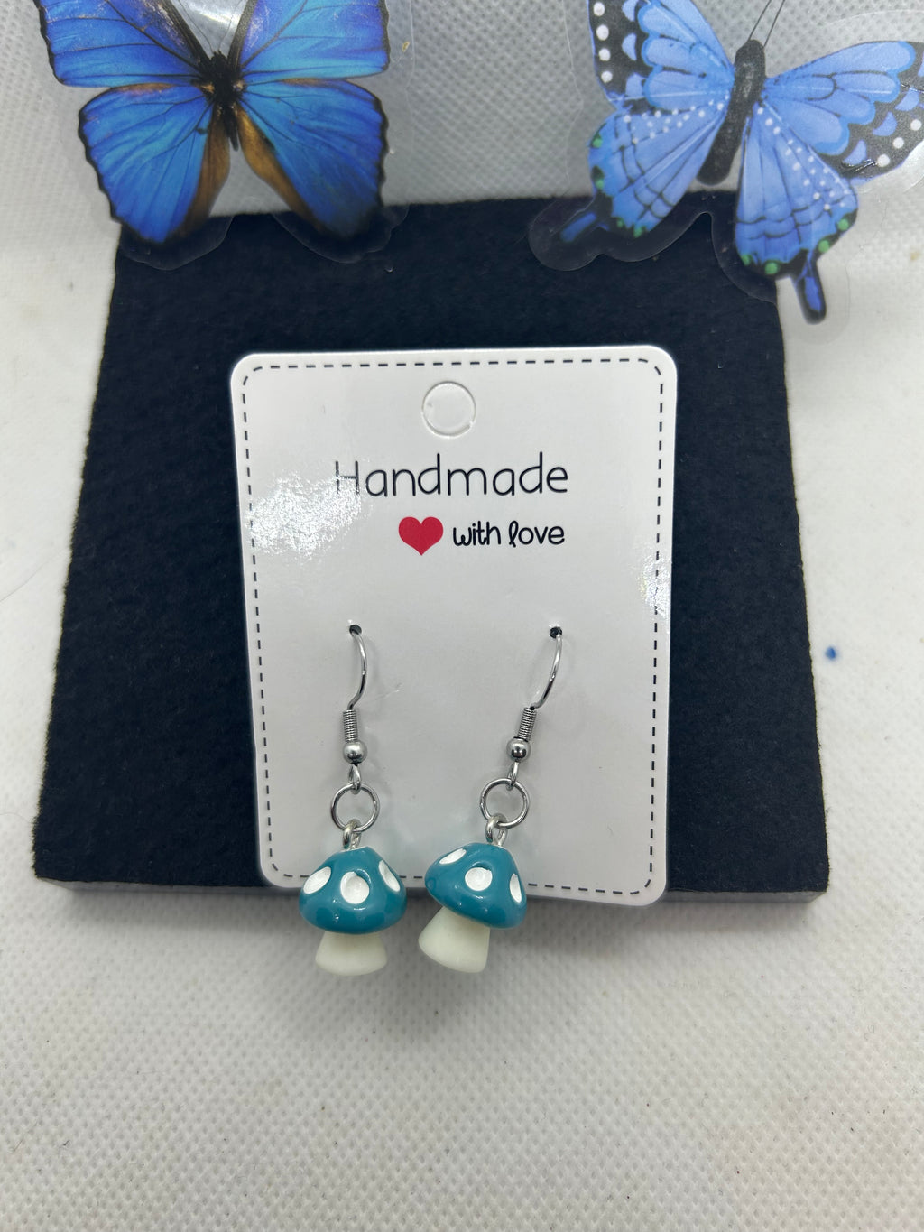 Teal Mushroom Earrings