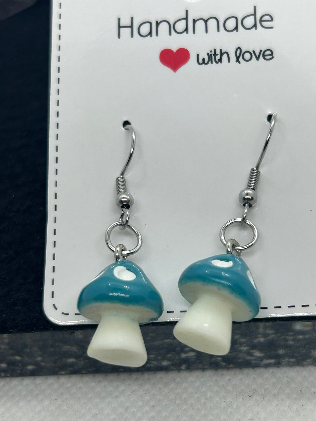 Teal Mushroom Earrings