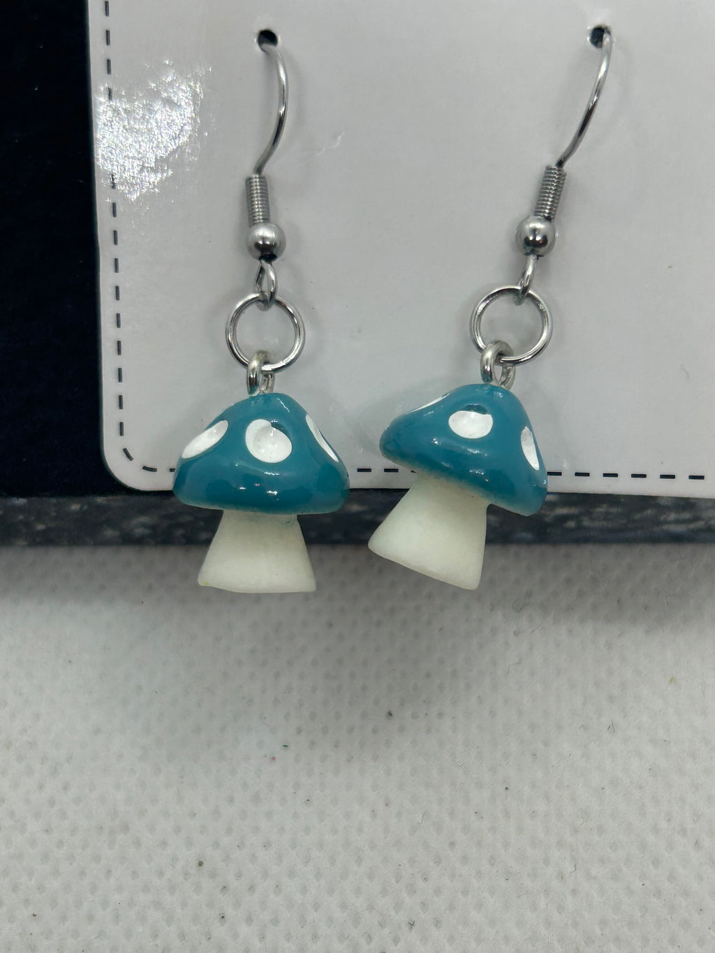 Teal Mushroom Earrings