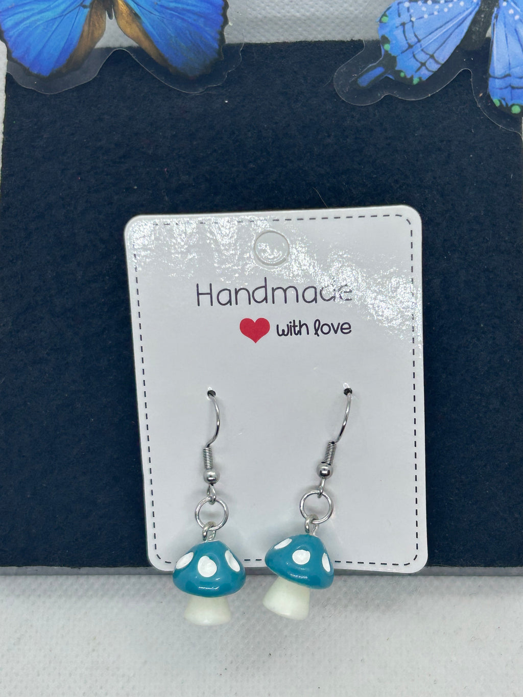 Teal Mushroom Earrings