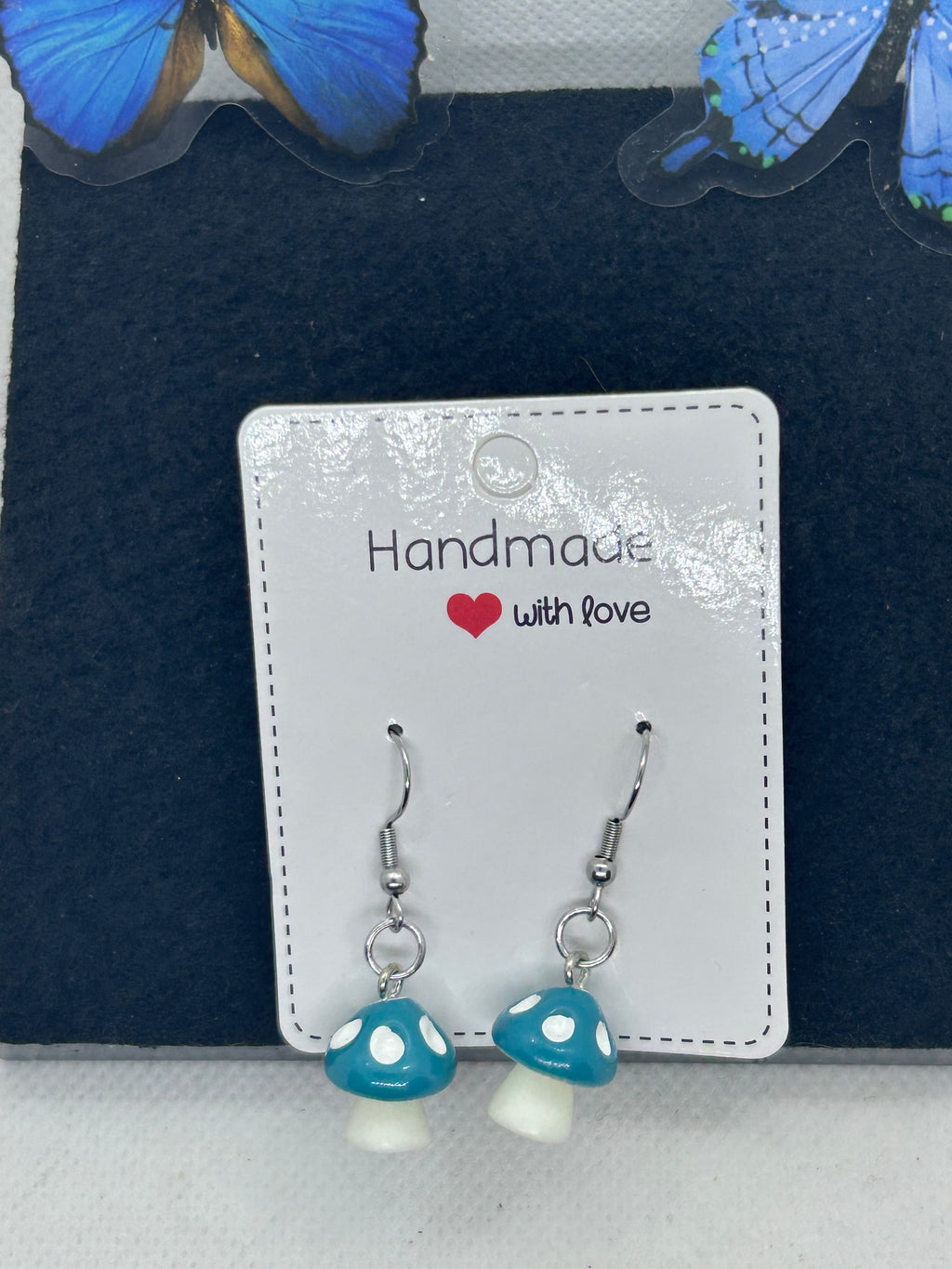 Teal Mushroom Earrings