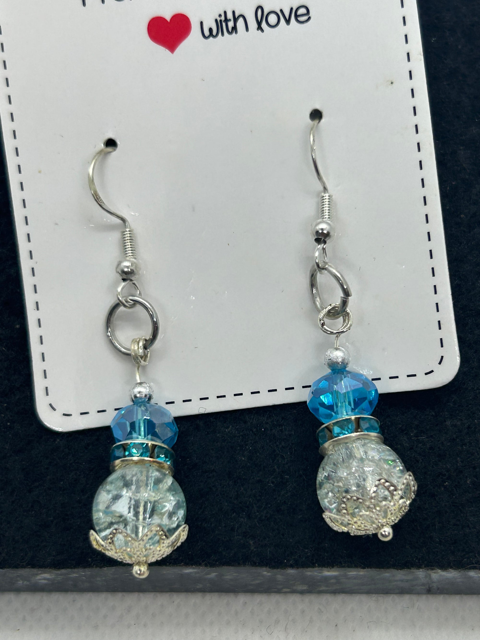 Glass Blue Beaded Earrings