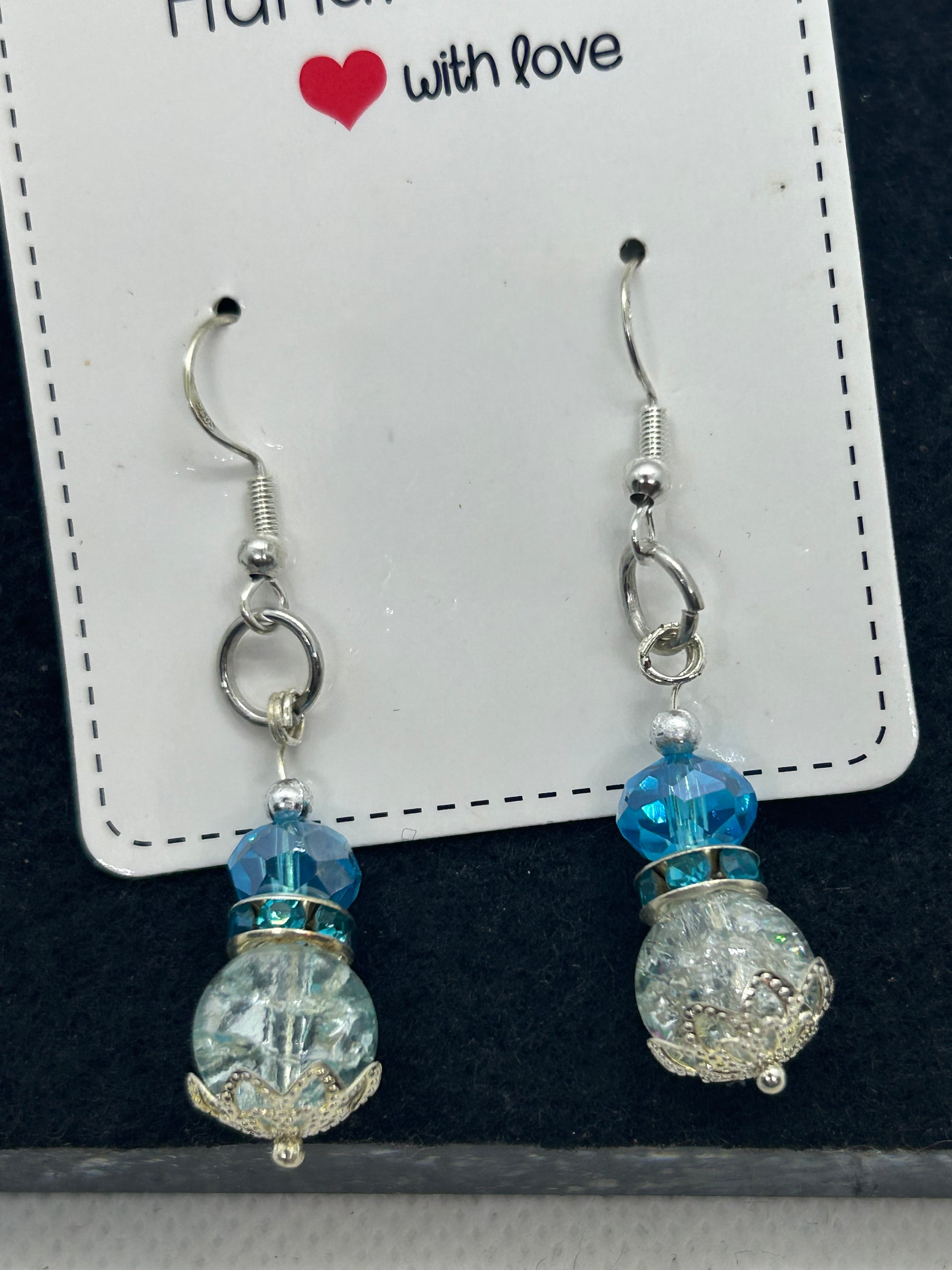Glass Blue Beaded Earrings