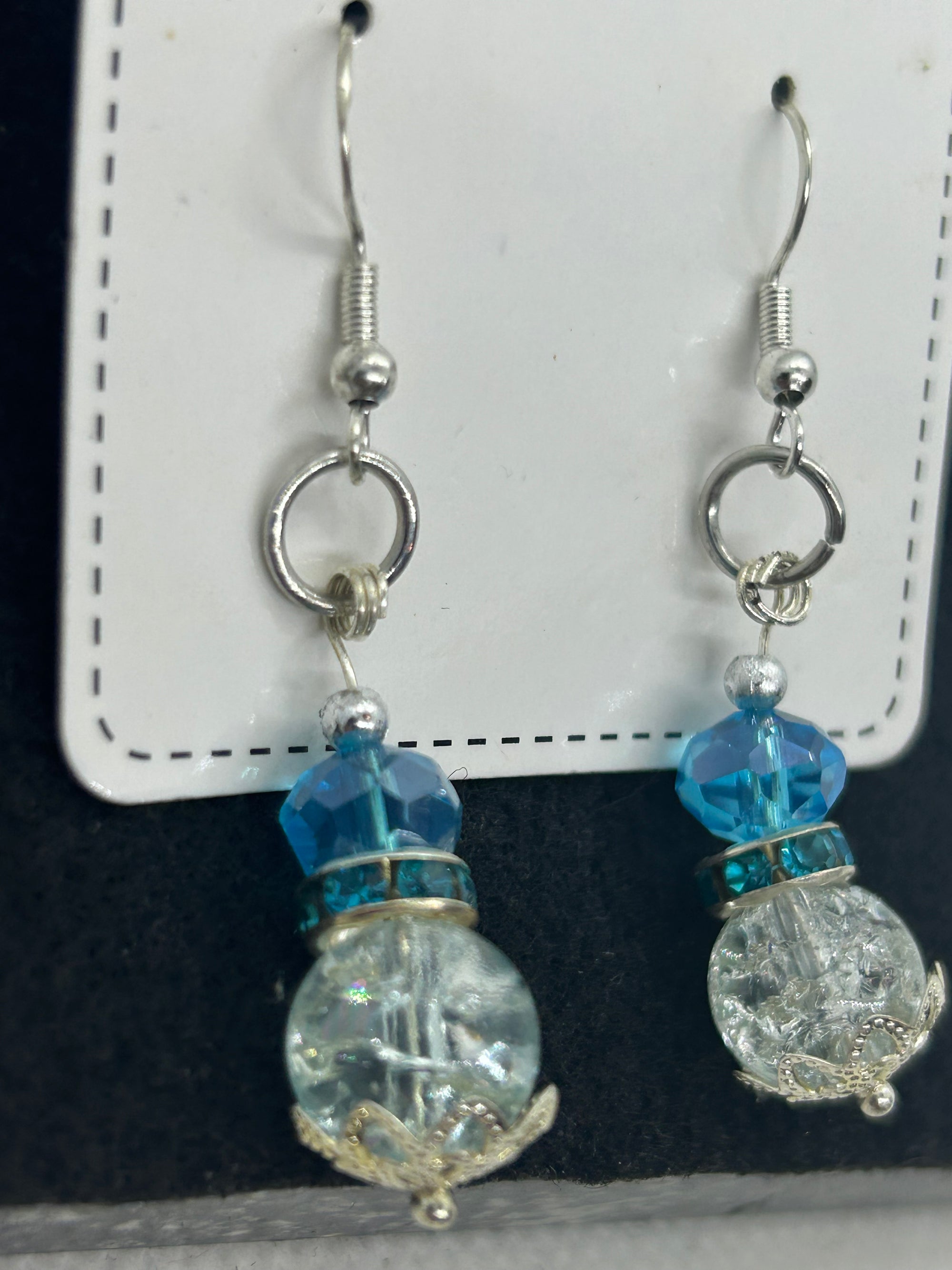 Glass Blue Beaded Earrings