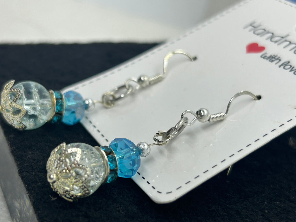 Glass Blue Beaded Earrings