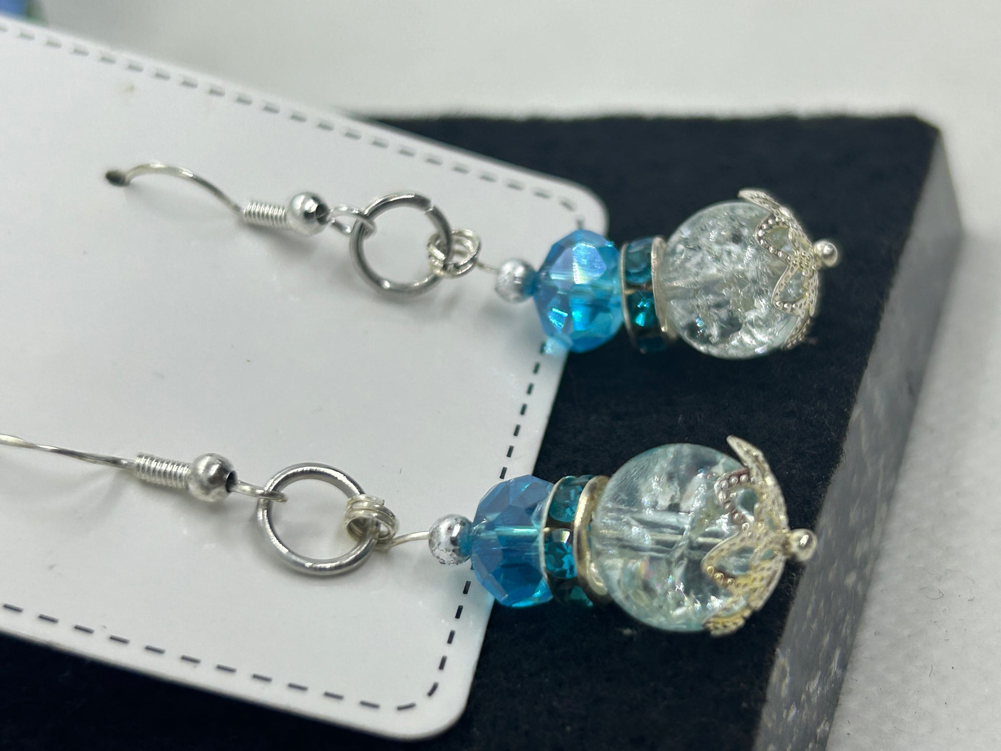 Glass Blue Beaded Earrings