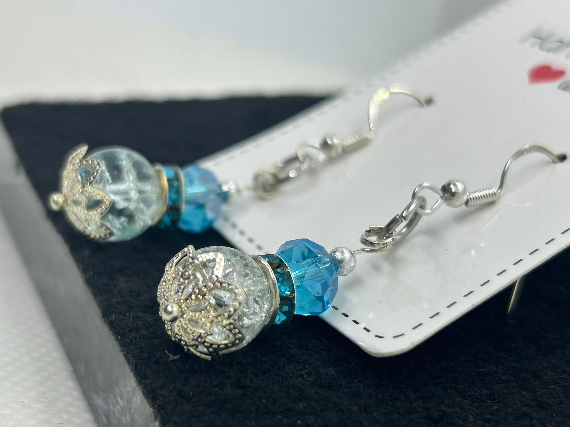 Glass Blue Beaded Earrings