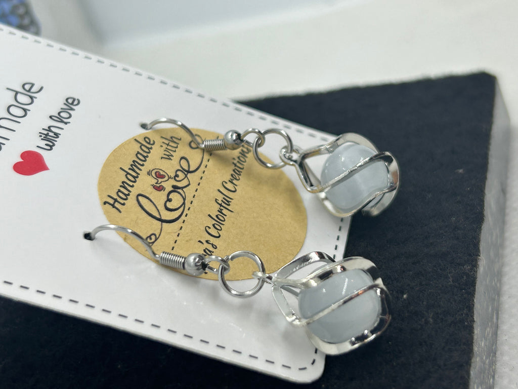 Incased Pearl Silver Earrings